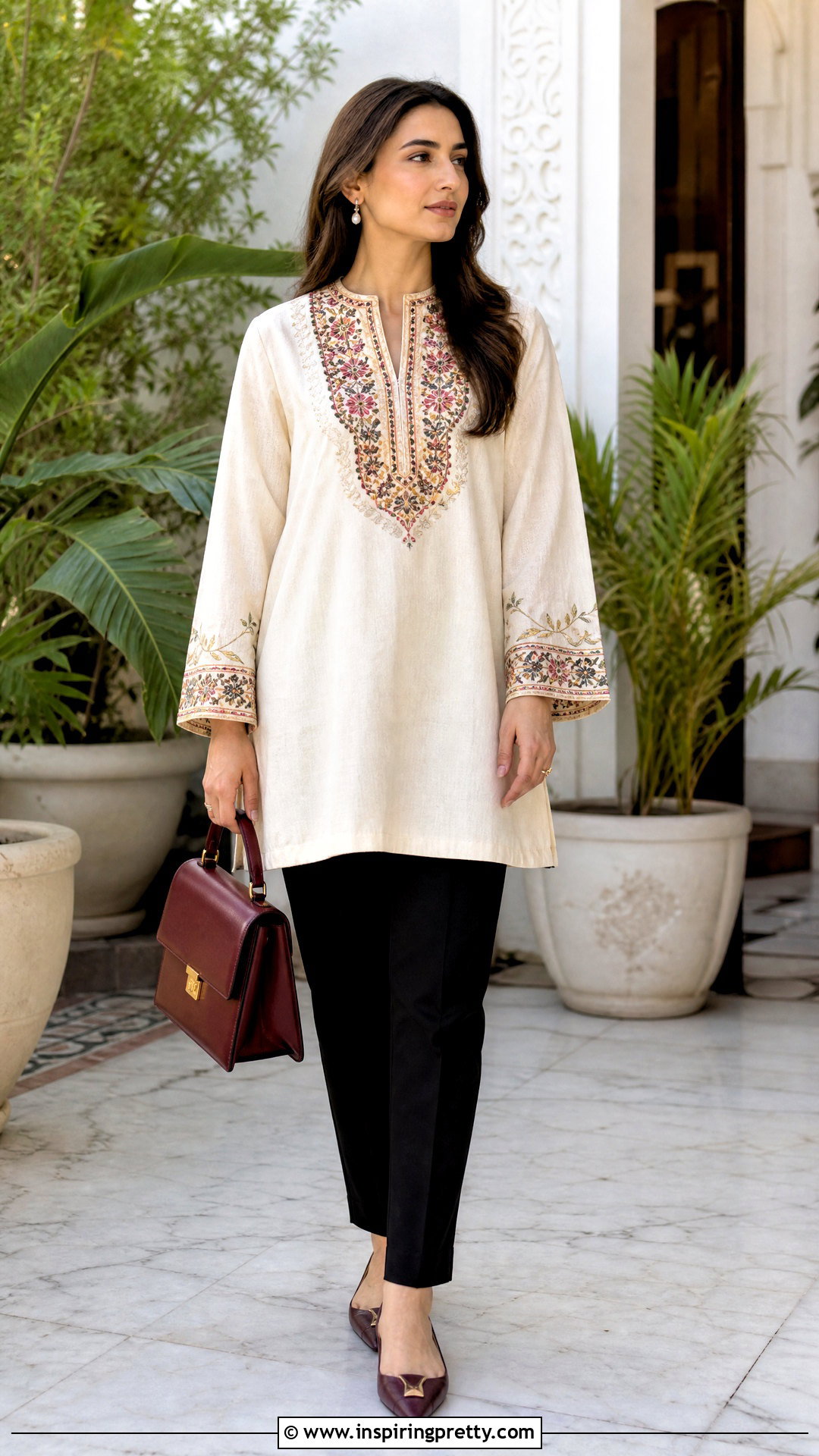 Embroidered Tunic Top With Slim Pants - 50 top designs latest ideas