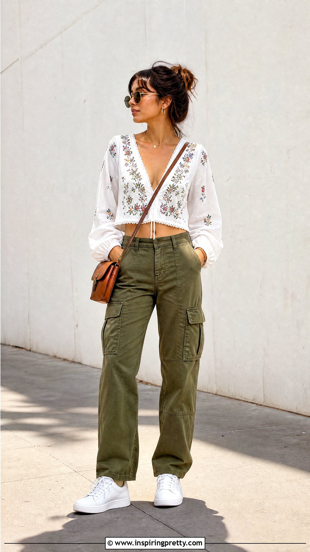 Embroidery Top With Cargo Pants - 50 embroidery top outfit ideas