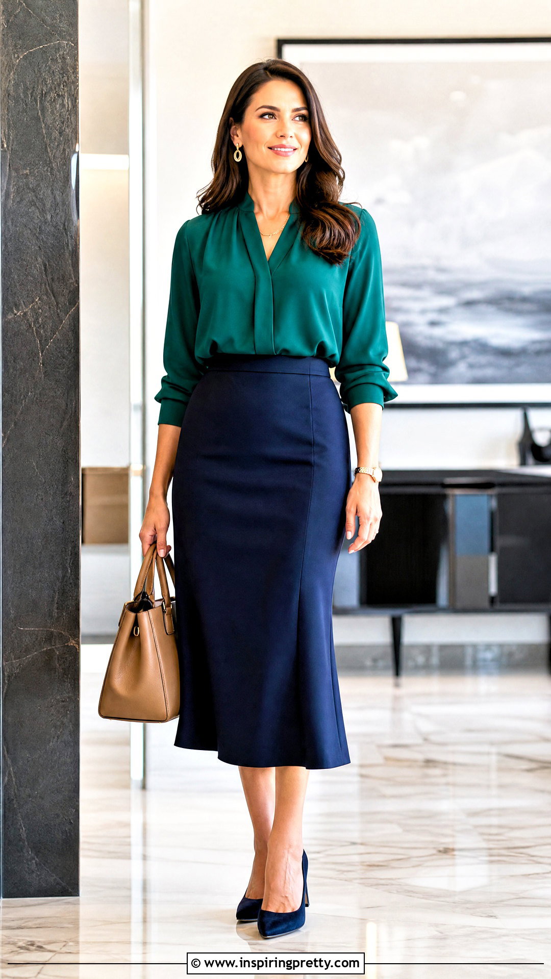 Emerald Blouse With Navy Skirt - 50 formal tops for women