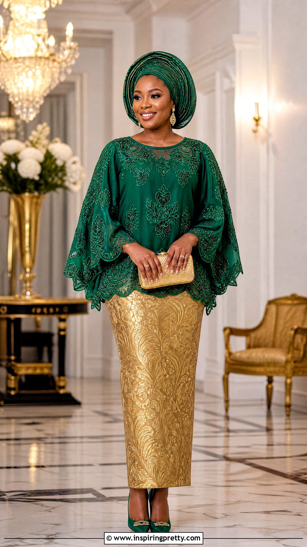 Emerald Bubu Top And Gold Skirt Outfit - 50 bubu top and skirt outfits