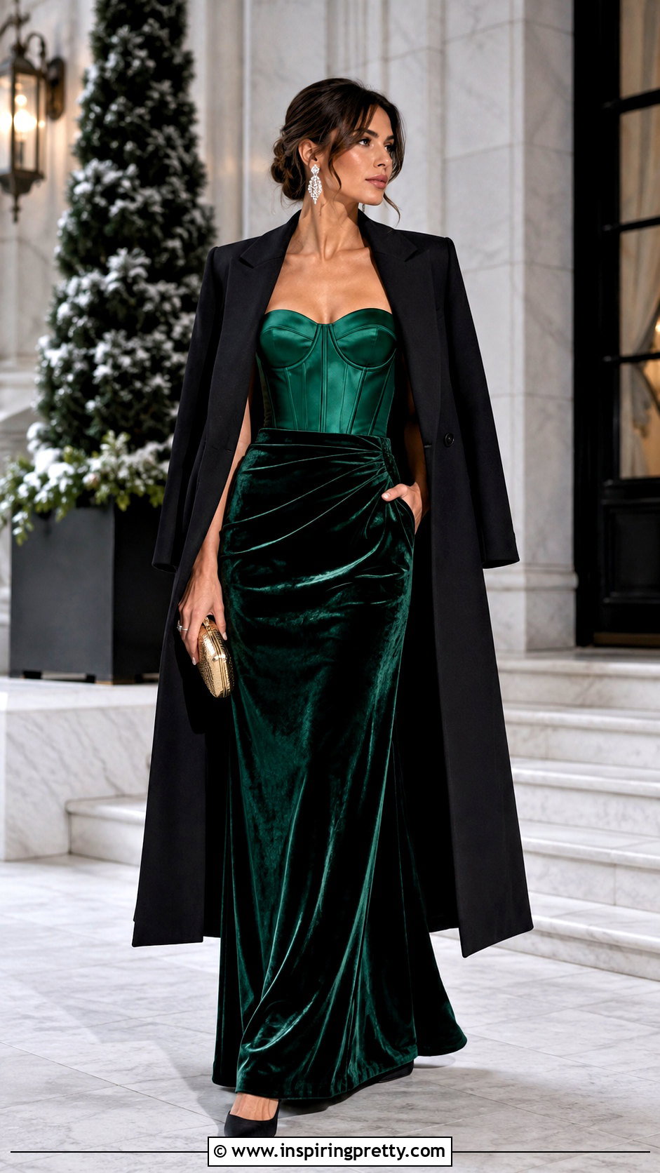 Emerald Formal Bustier Top With Velvet Skirt - 25 Formal Bustier Top outfit ideas