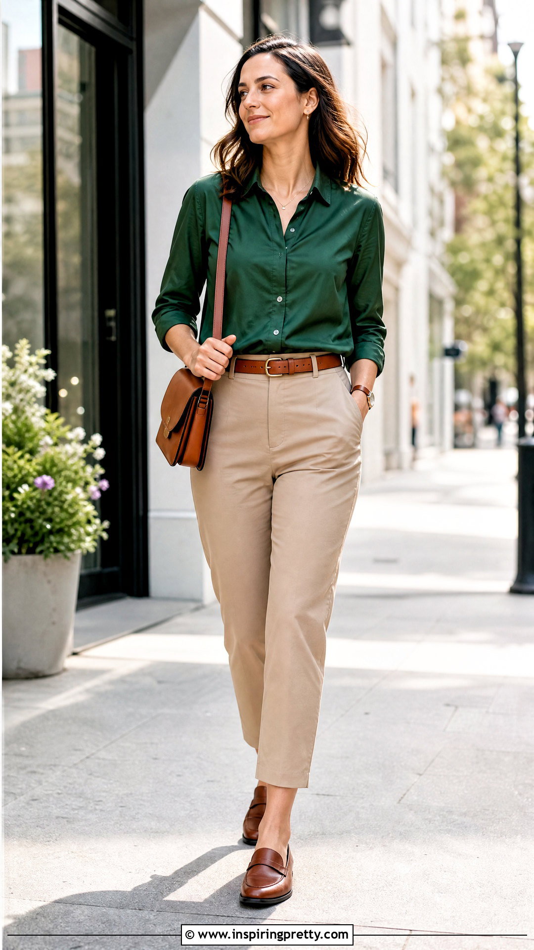 Emerald Green Top With Tan Chinos - 50 emerald green top outfit ideas