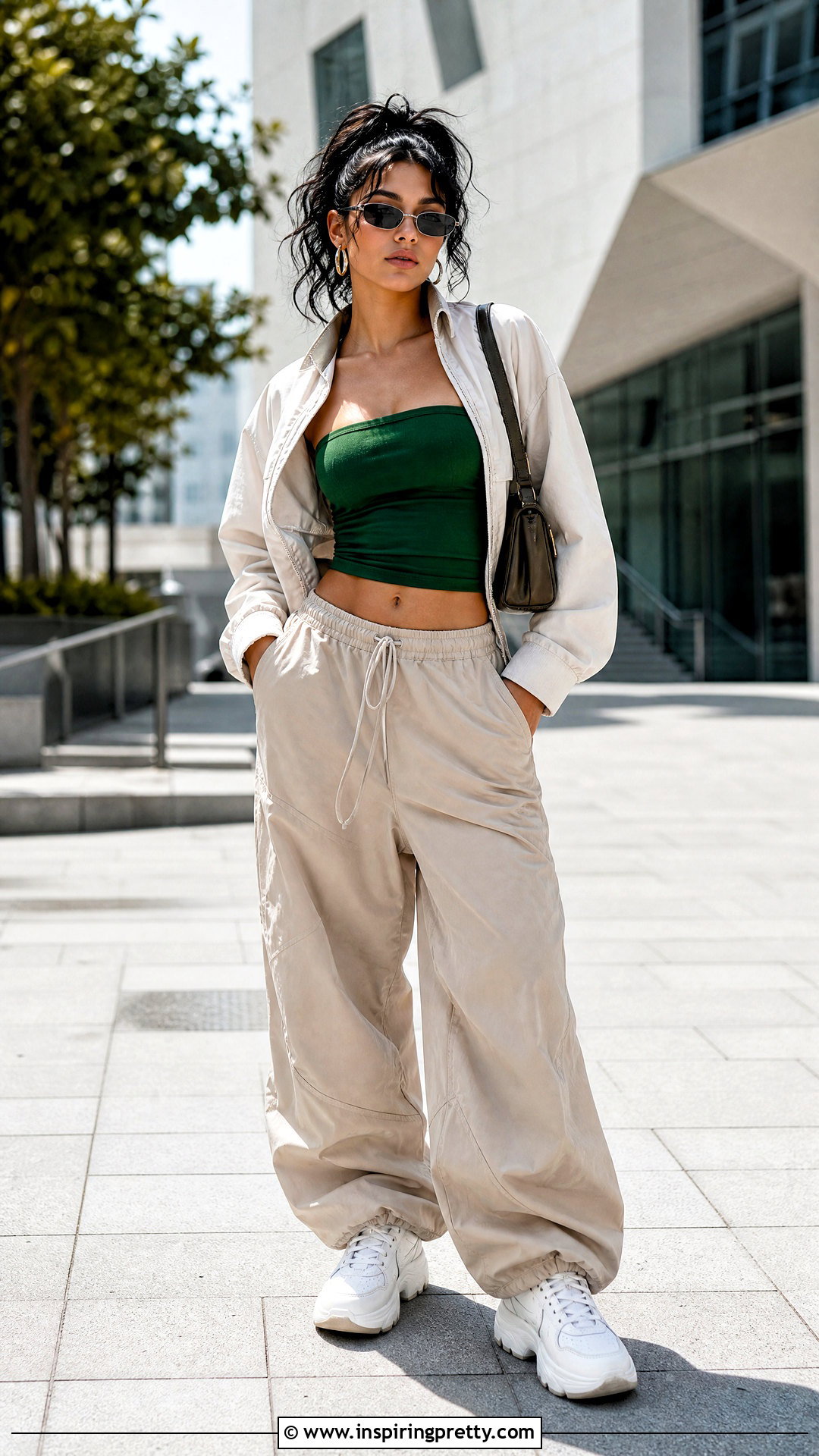 Emerald Green Tube Top With Parachute Pants - 25 Emerald Green Tube Top outfit ideas