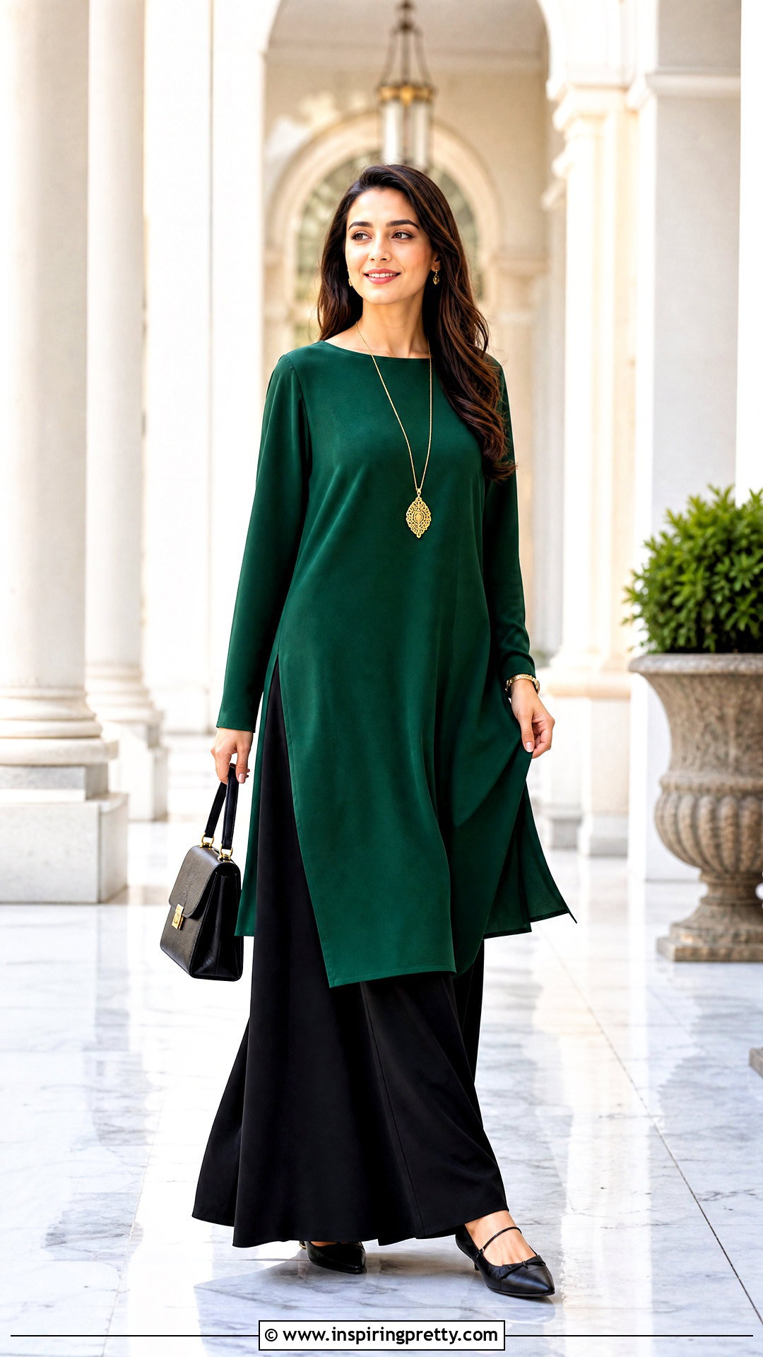 Emerald Green Tunic Top With Palazzo Pants - 50 emerald green top outfit ideas