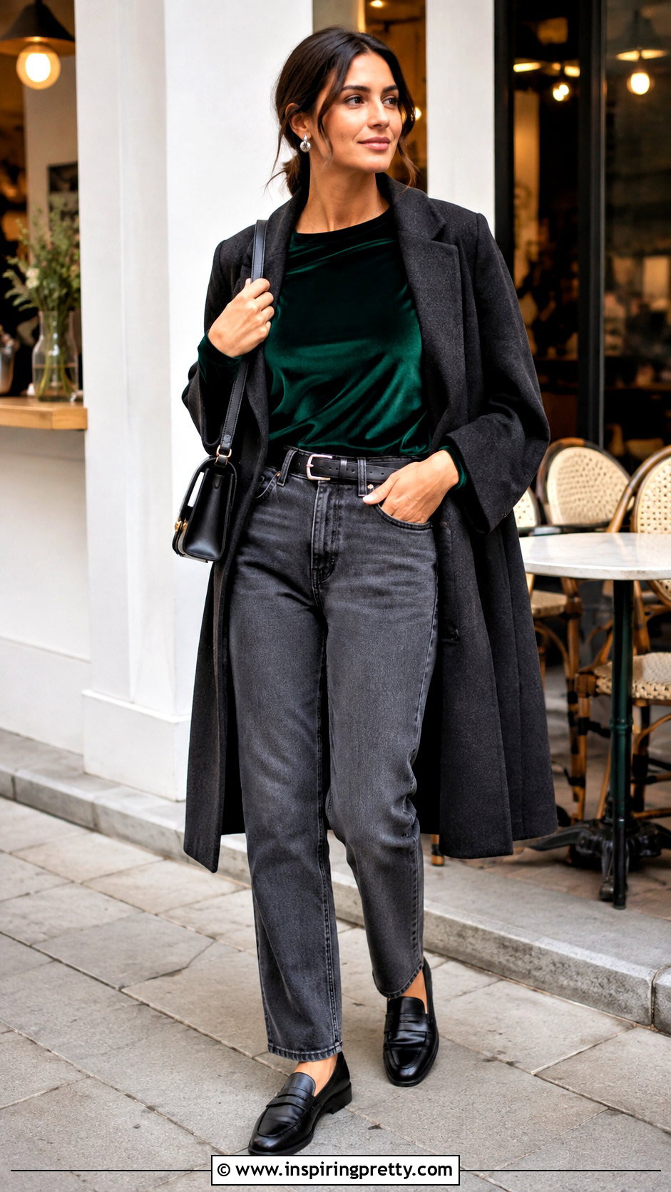 Emerald Green Velvet Top With Gray Jeans - 25 emerald green velvet top outfit ideas