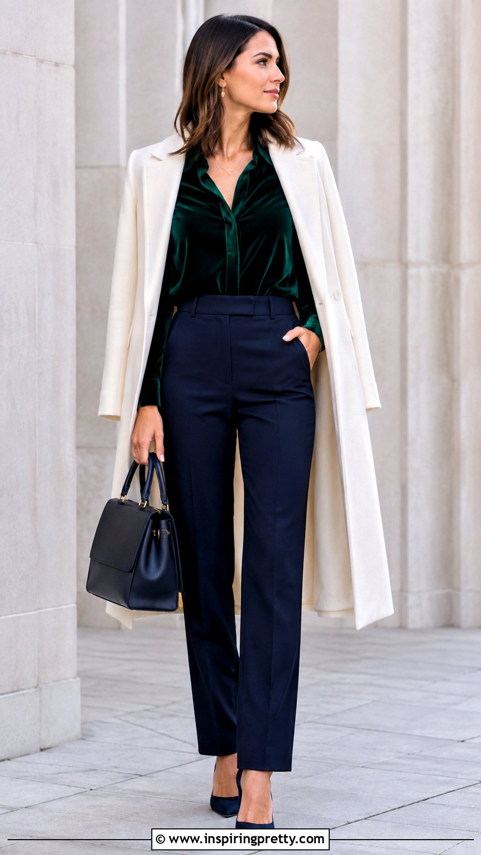 Emerald Green Velvet Top With Navy Trousers - 25 emerald green velvet top outfit ideas