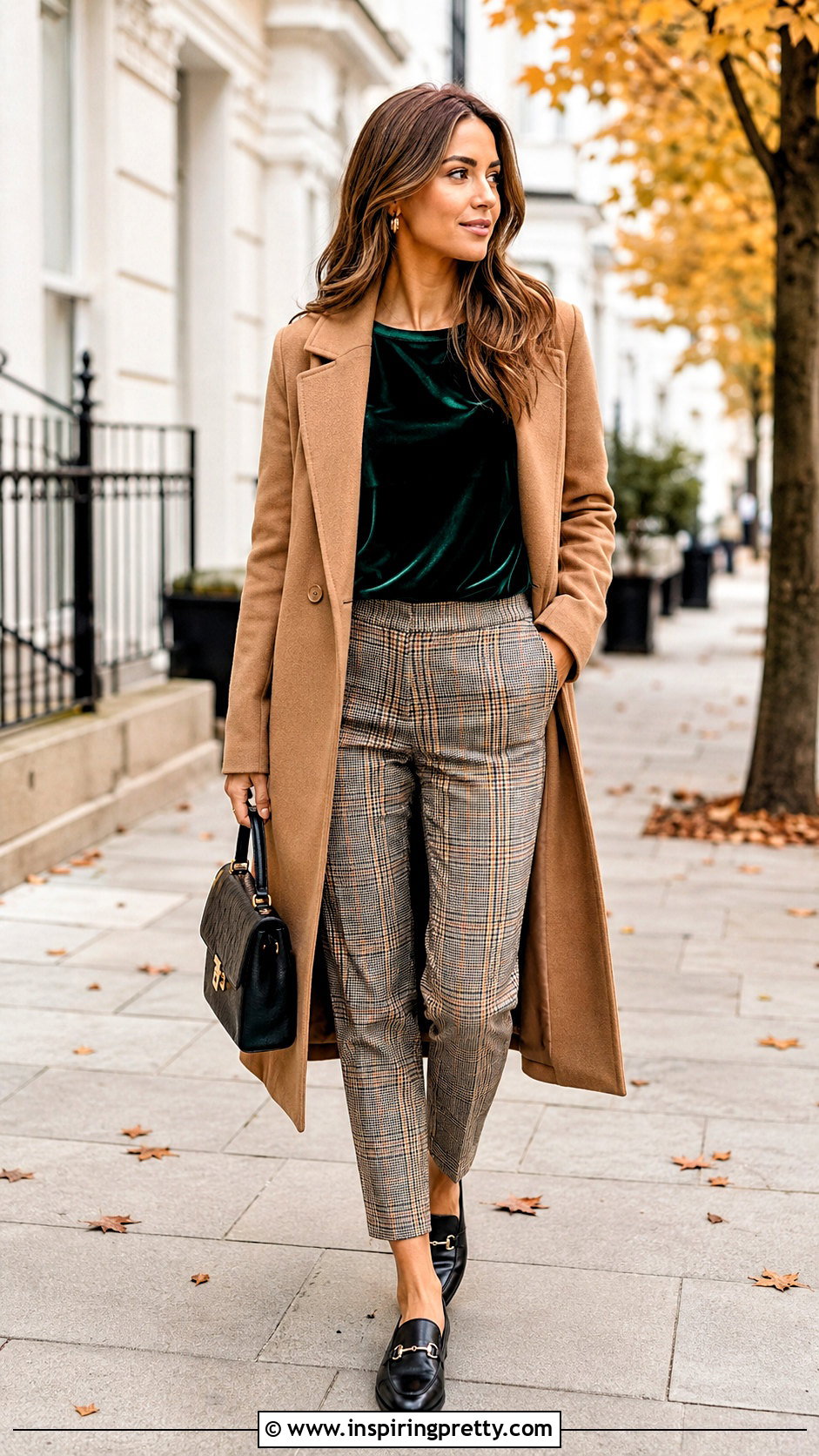 Emerald Green Velvet Top With Plaid Trousers - 25 emerald green velvet top outfit ideas