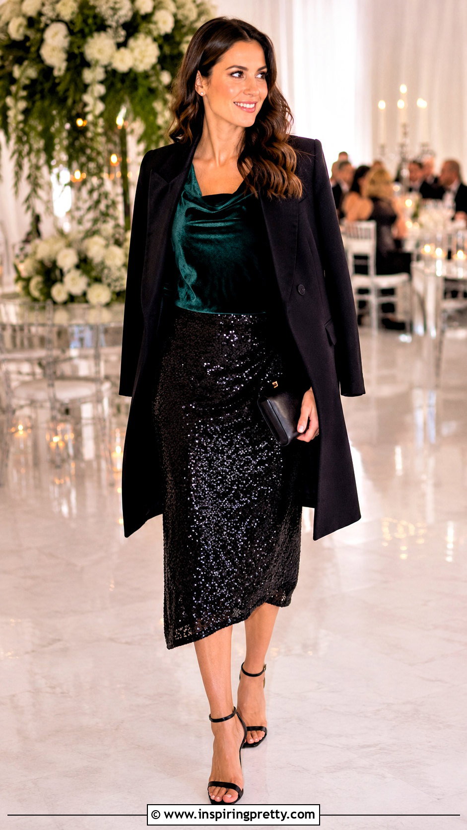 Emerald Green Velvet Top With Sequin Skirt - 25 emerald green velvet top outfit ideas