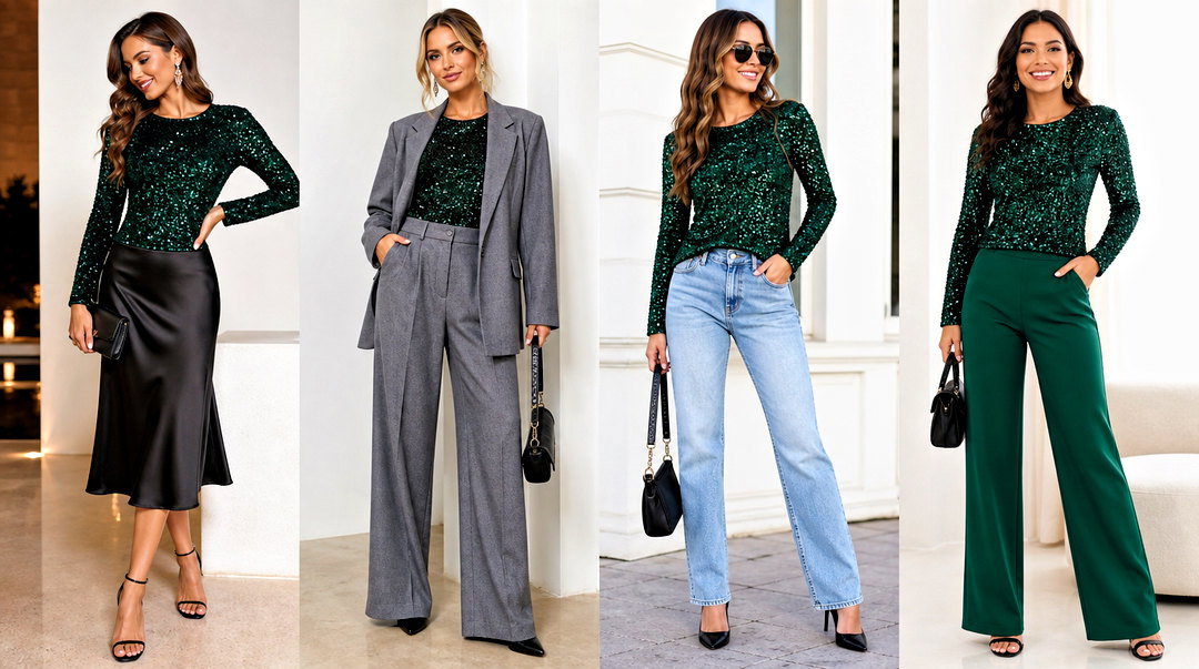 20 Emerald Sequin Top Outfit Ideas for Glam Party Nights