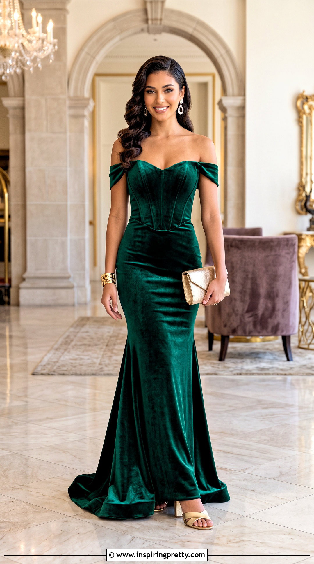 Emerald Velvet Corset Top Fitted Prom Dress Outfit - 20 corset top fitted prom dress outfit ideas