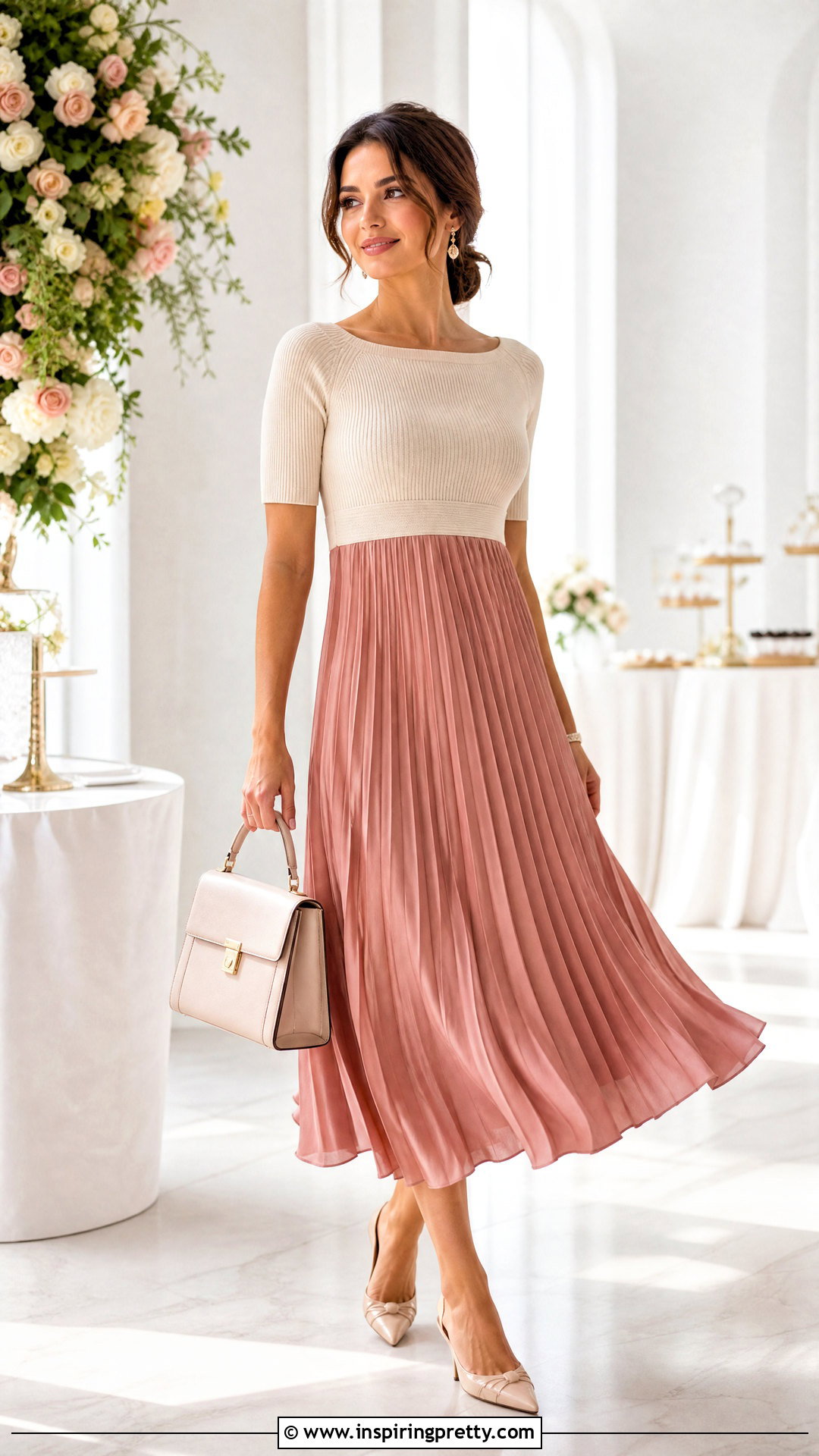 Empire Waist Top With A Pleated Midi Skirt - 50 empire waist top outfit ideas
