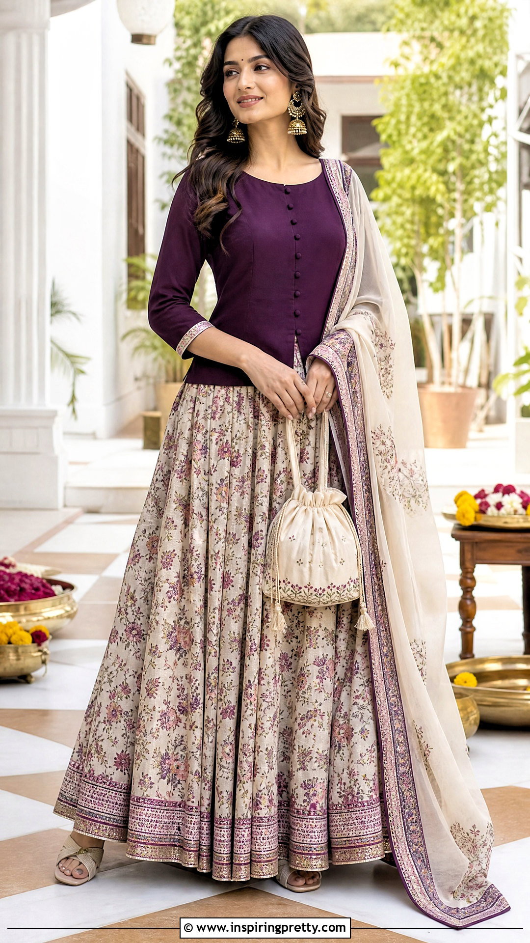 Ethnic Maxi Skirt And Short Kurti Outfit - 50 ethnic skirt and top outfit ideas