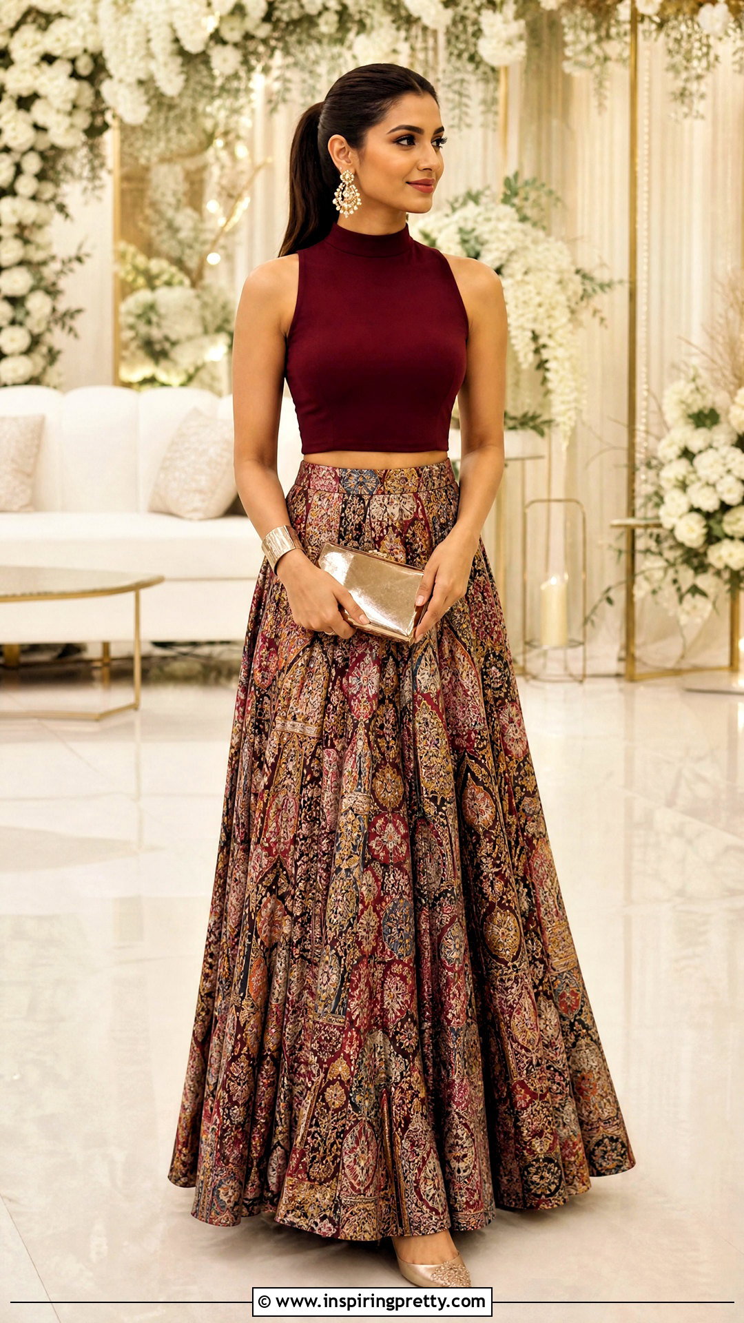 Ethnic Skirt And High Neck Top Outfit - 50 ethnic skirt and top outfit ideas