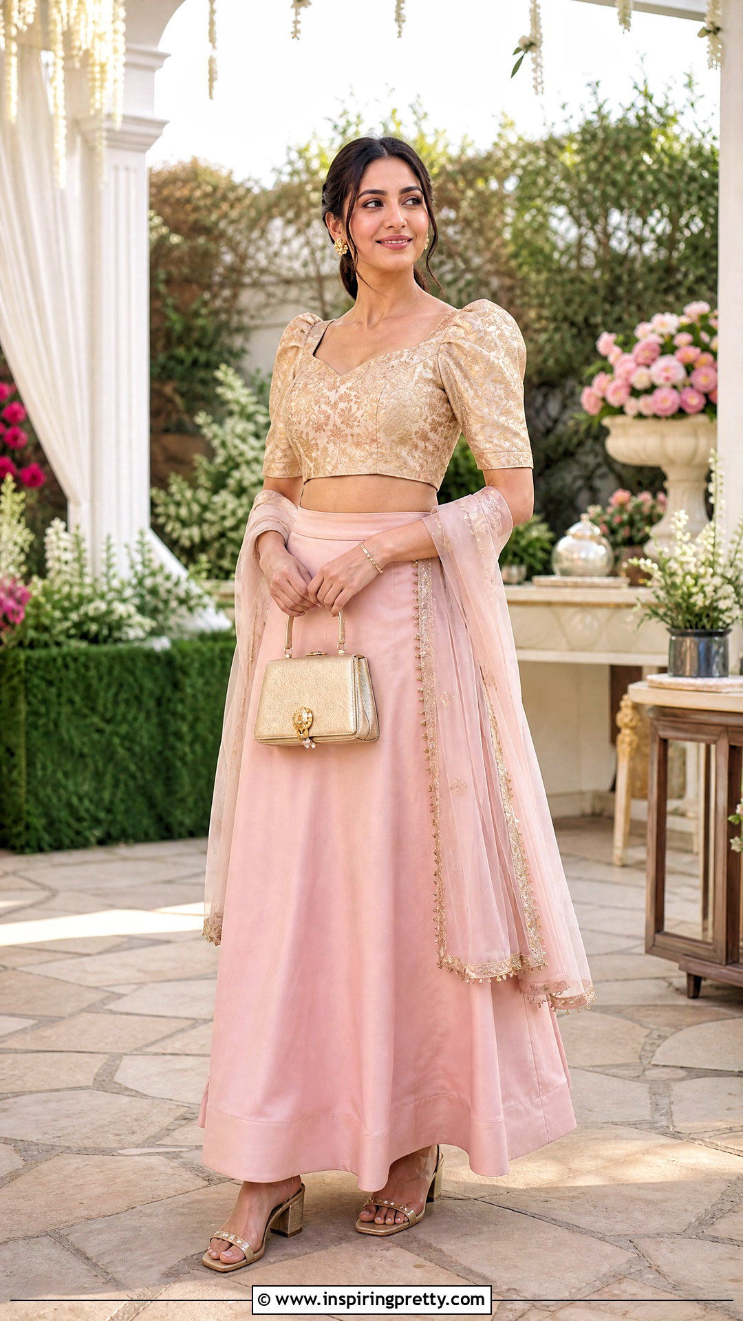 Ethnic Skirt And Puff Sleeve Top Outfit - 50 ethnic skirt and top outfit ideas