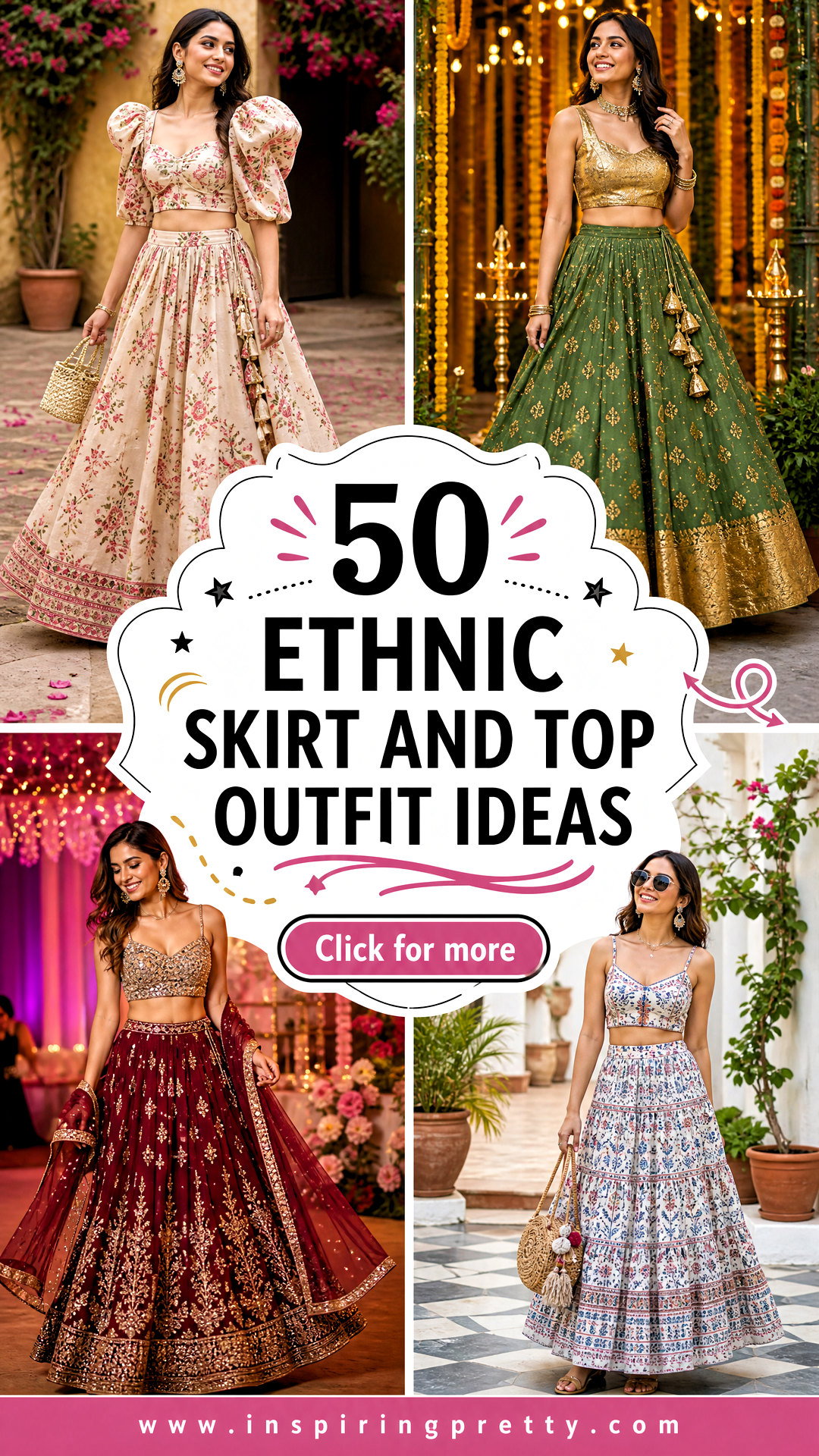 50 Ethnic Skirt and Top Outfit Ideas for Chic Festive Looks - 50 Ethnic Skirt and Top Outfit Ideas for Chic Festive Looks