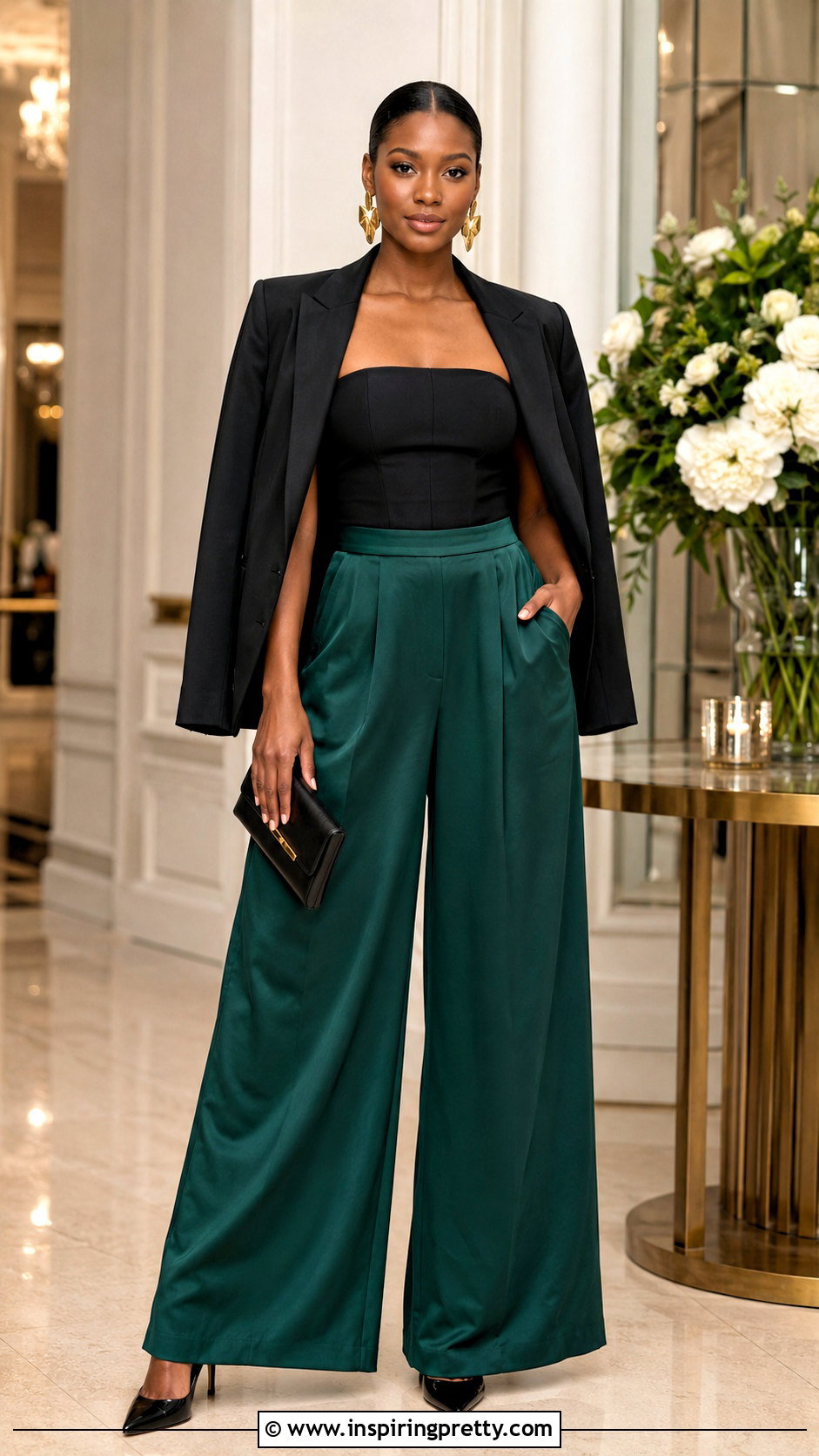 Evening Tube Top Outfit With Maxi Trousers - 50 tube top outfit black women