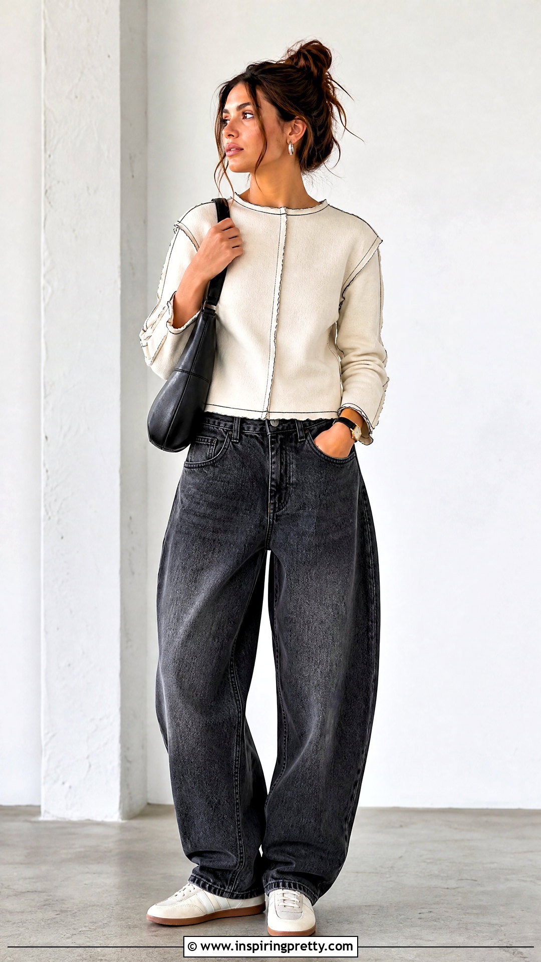 Exposed Seam Top And Barrel Jeans Outfit - 20 subversive diy top outfit ideas