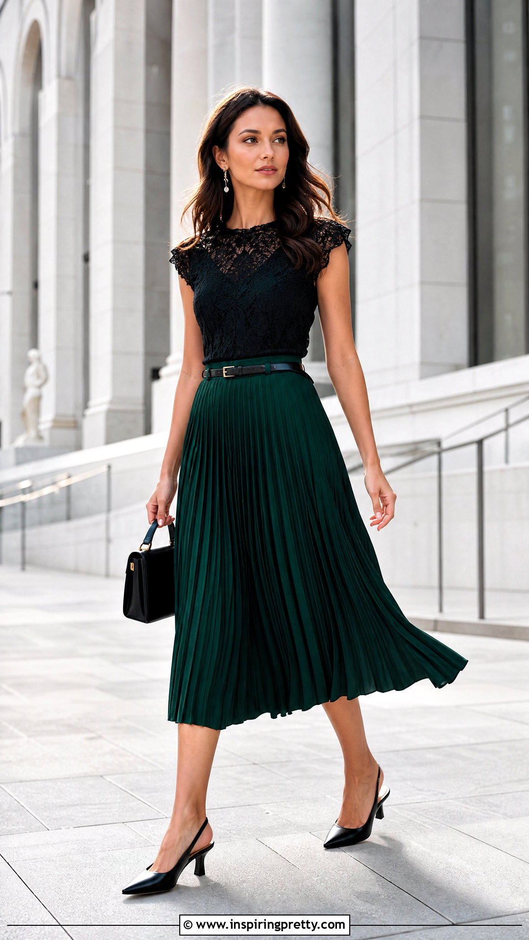 Express Lace Top With Pleated Midi Skirt - 20 express lace top outfit ideas