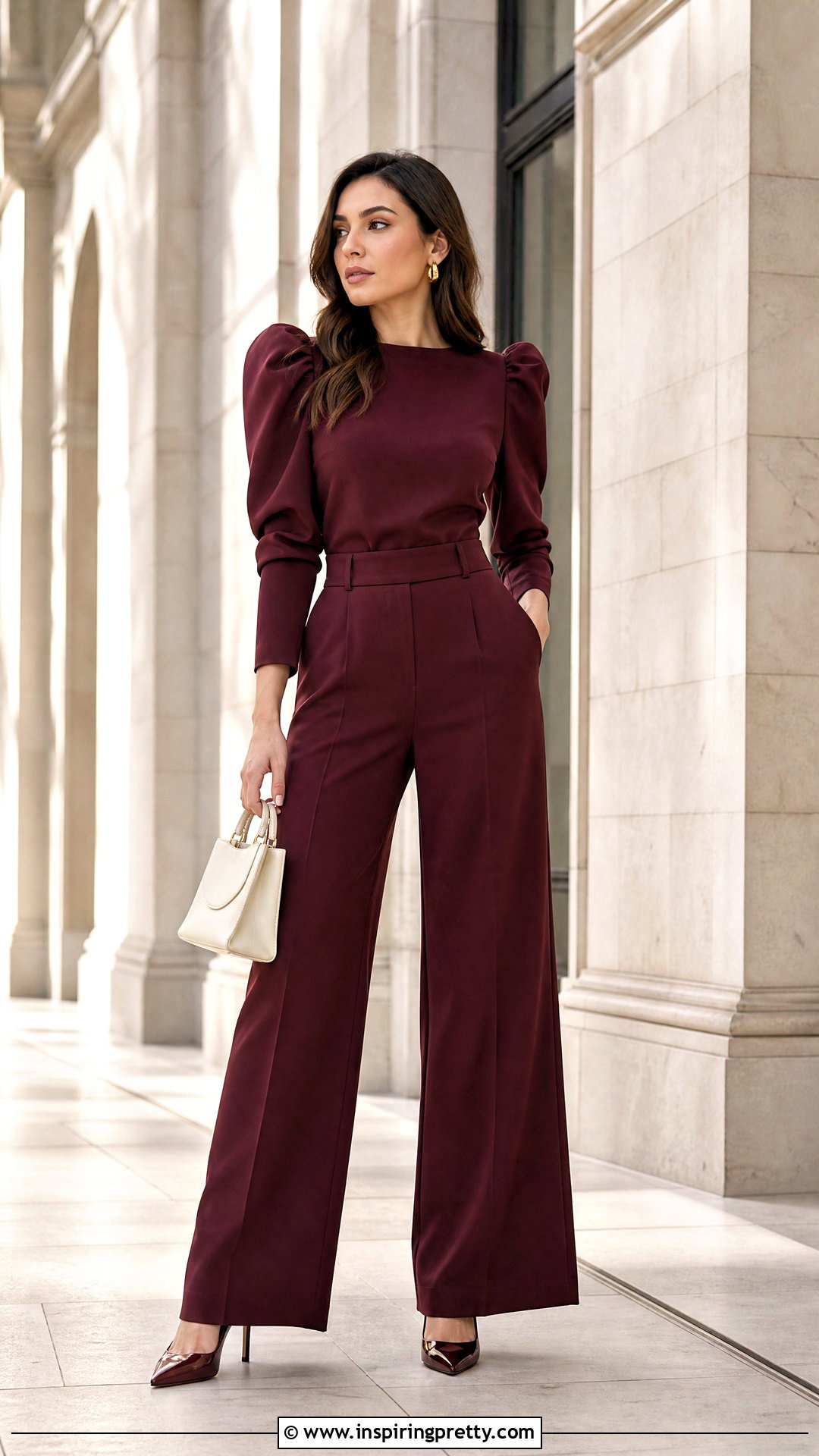 Express Puff Shoulder Top With Matching Trousers - 20 express puff shoulder top outfit ideas