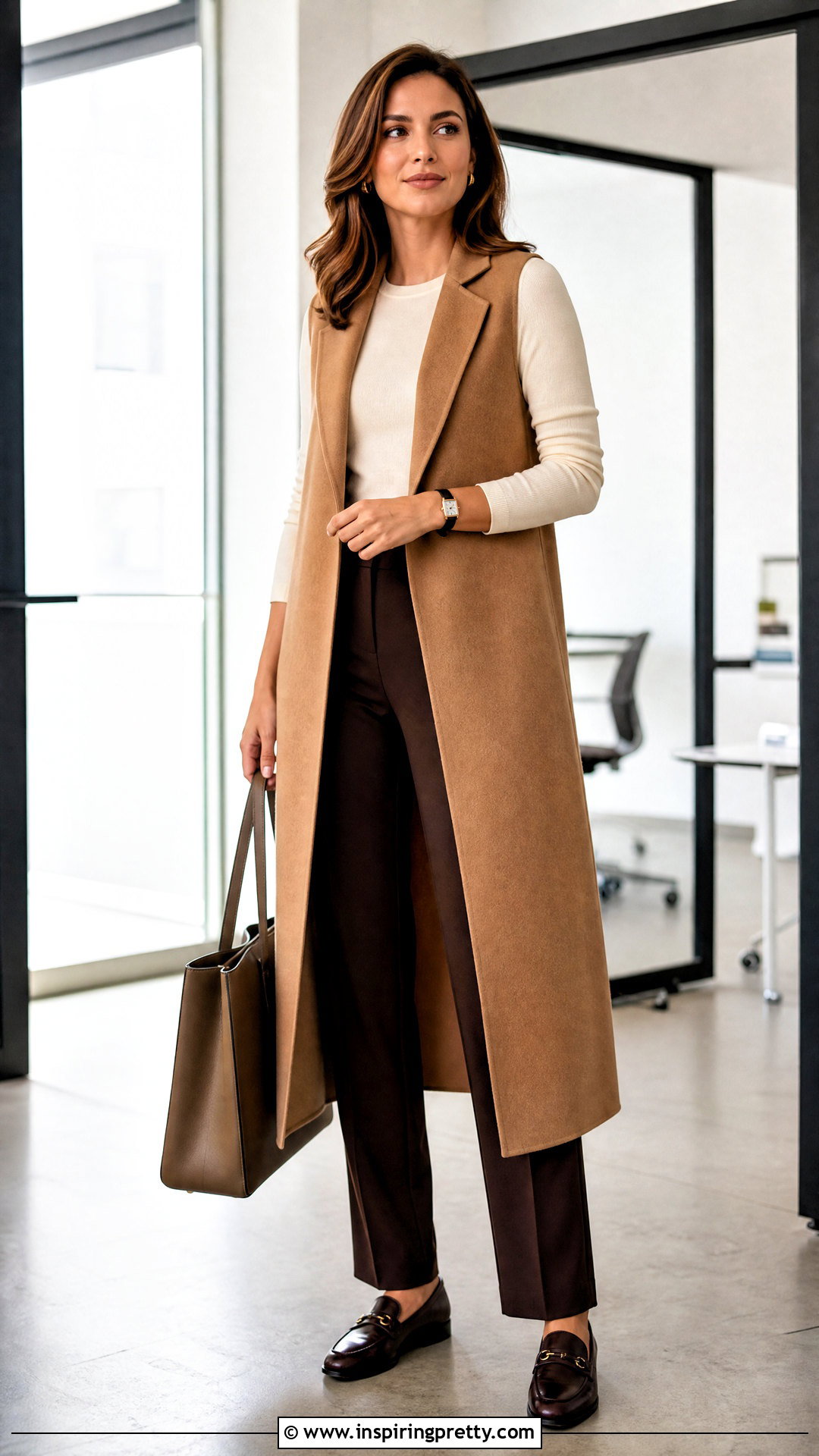 Extra Long Tunic Vest With Straight Pants - 20 extra long tunic tops outfit ideas