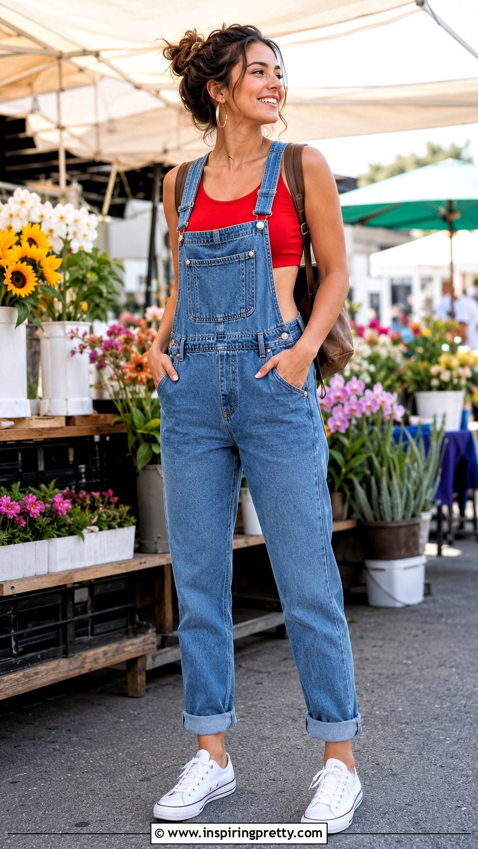 Extreme Short Crop Top With Denim Overalls - 20 extreme short crop top outfit ideas