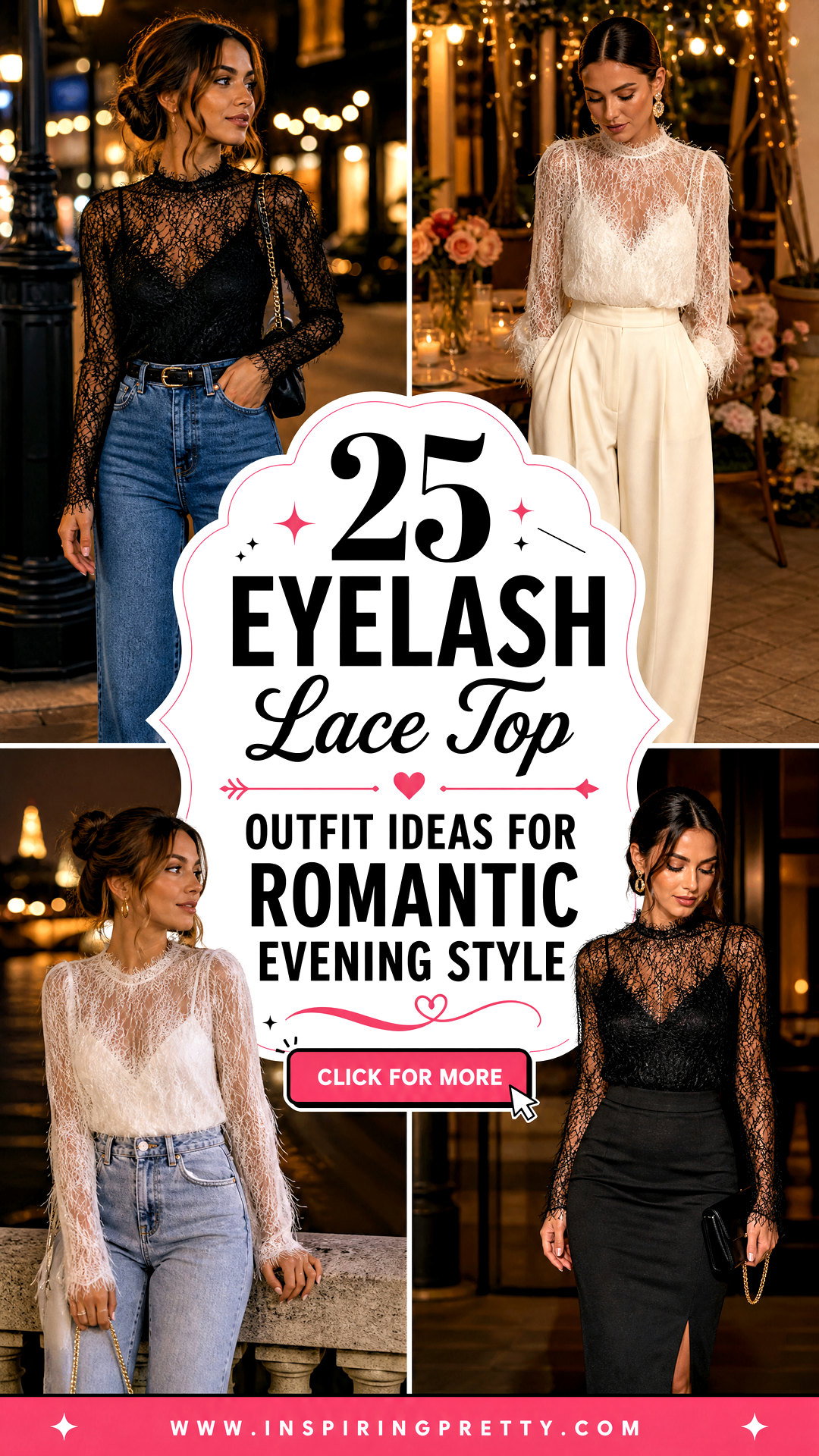 25 Eyelash Lace Top Outfit Ideas for Romantic Evening Style - 25 Eyelash Lace Top Outfit Ideas for Romantic Evening Style