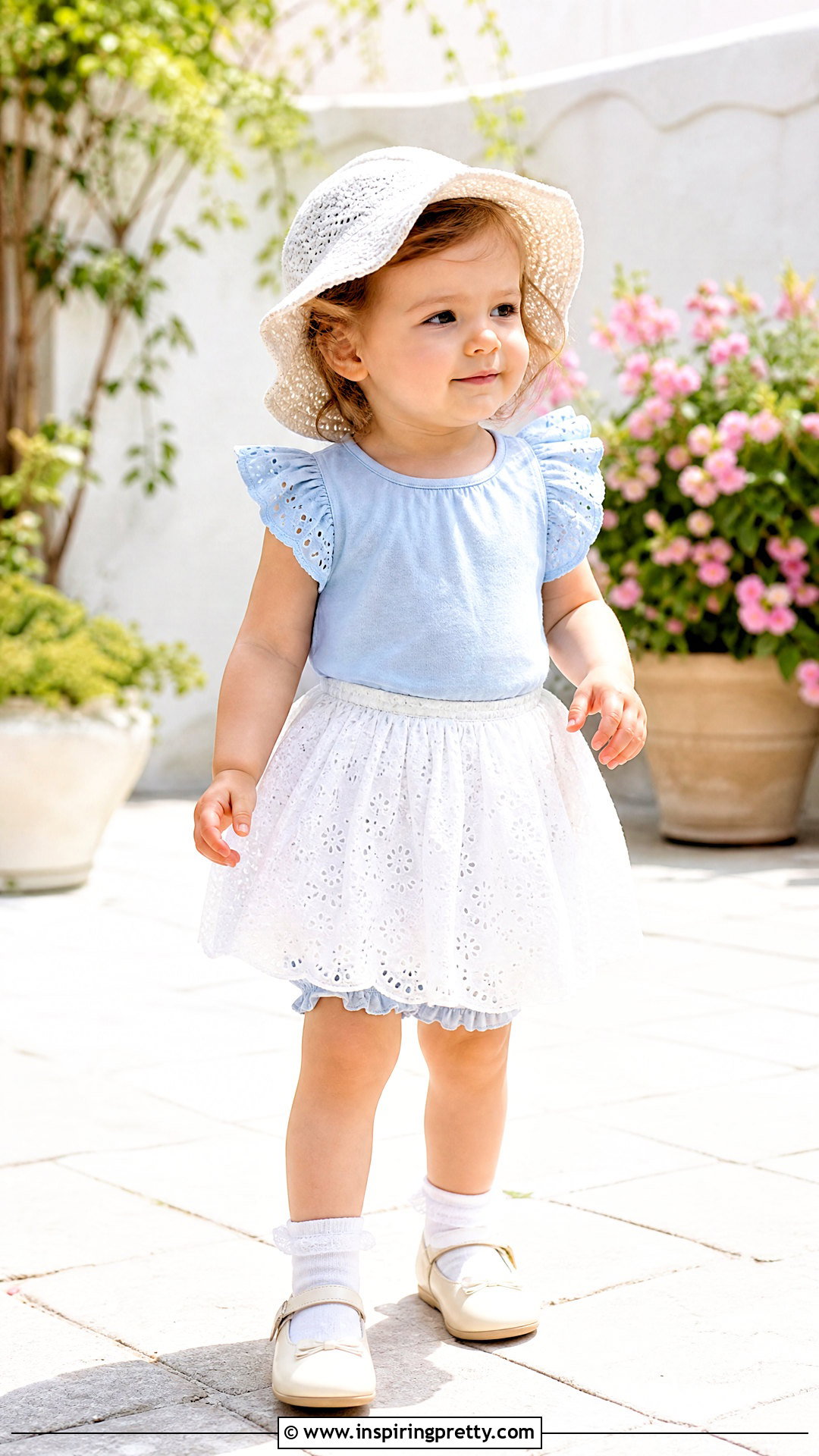 Eyelet Baby Skirt Top Set - 50 baby skirt top designs