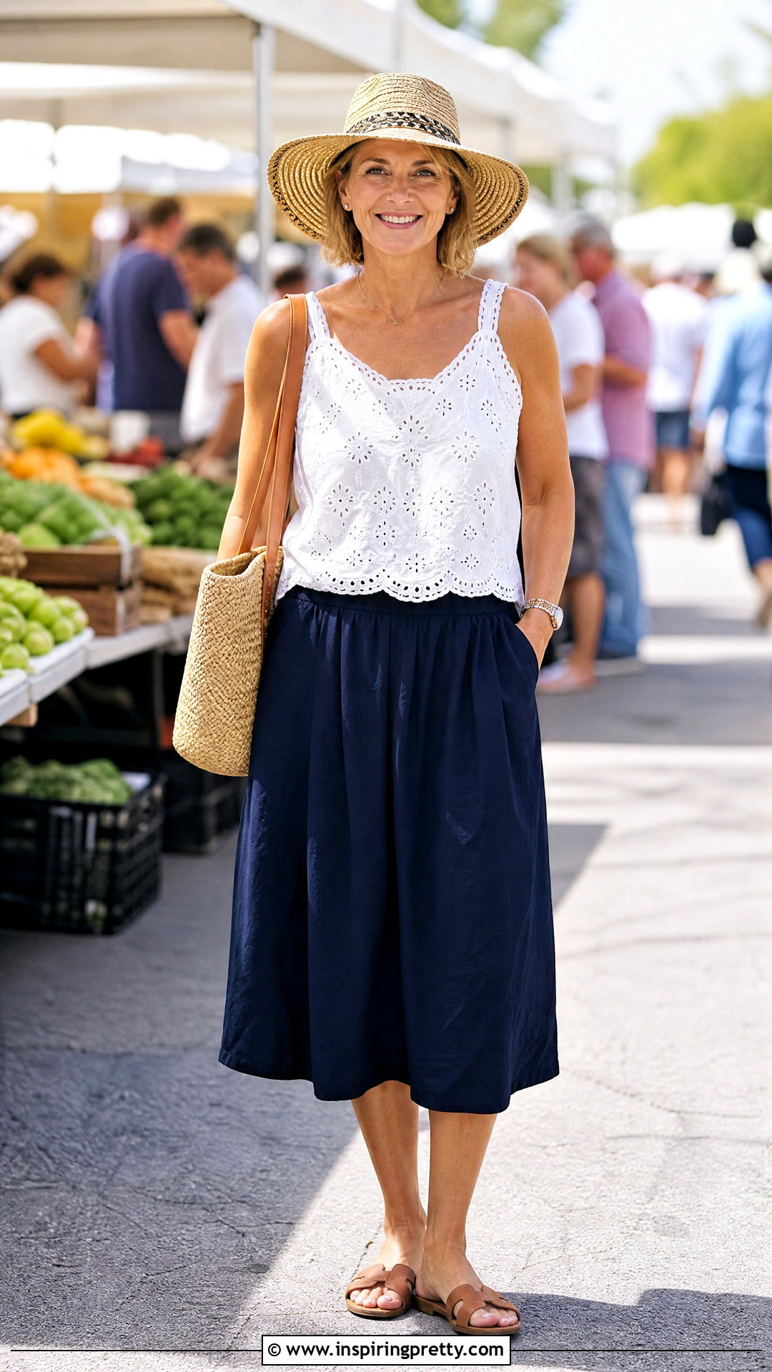 Eyelet Lace Tank Top With a Cotton Midi Skirt - 20 urban outfitters lace tank tops