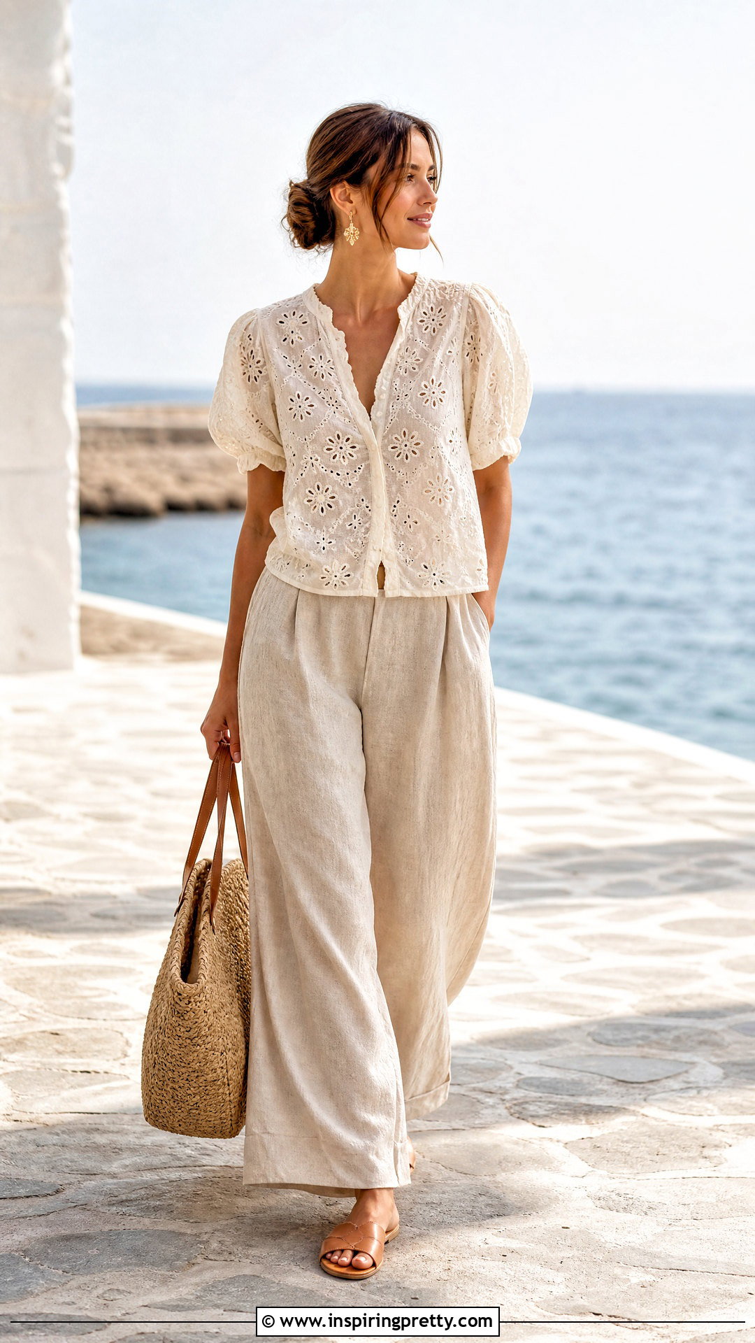 Eyelet Top With Linen Pants - How To Style Eyelet Tops (20 Ways)