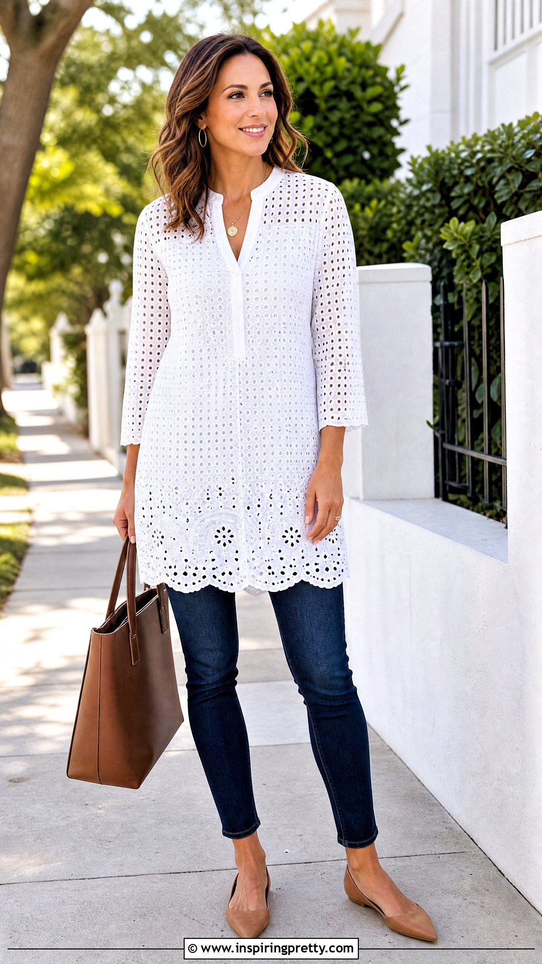 Eyelet Top With Skinny Jeans - 50 eyelet top outfit ideas