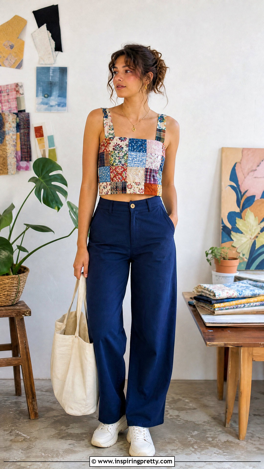 Fabric Scrap Patchwork DIY Crop Top - 50 crop top diy ideas