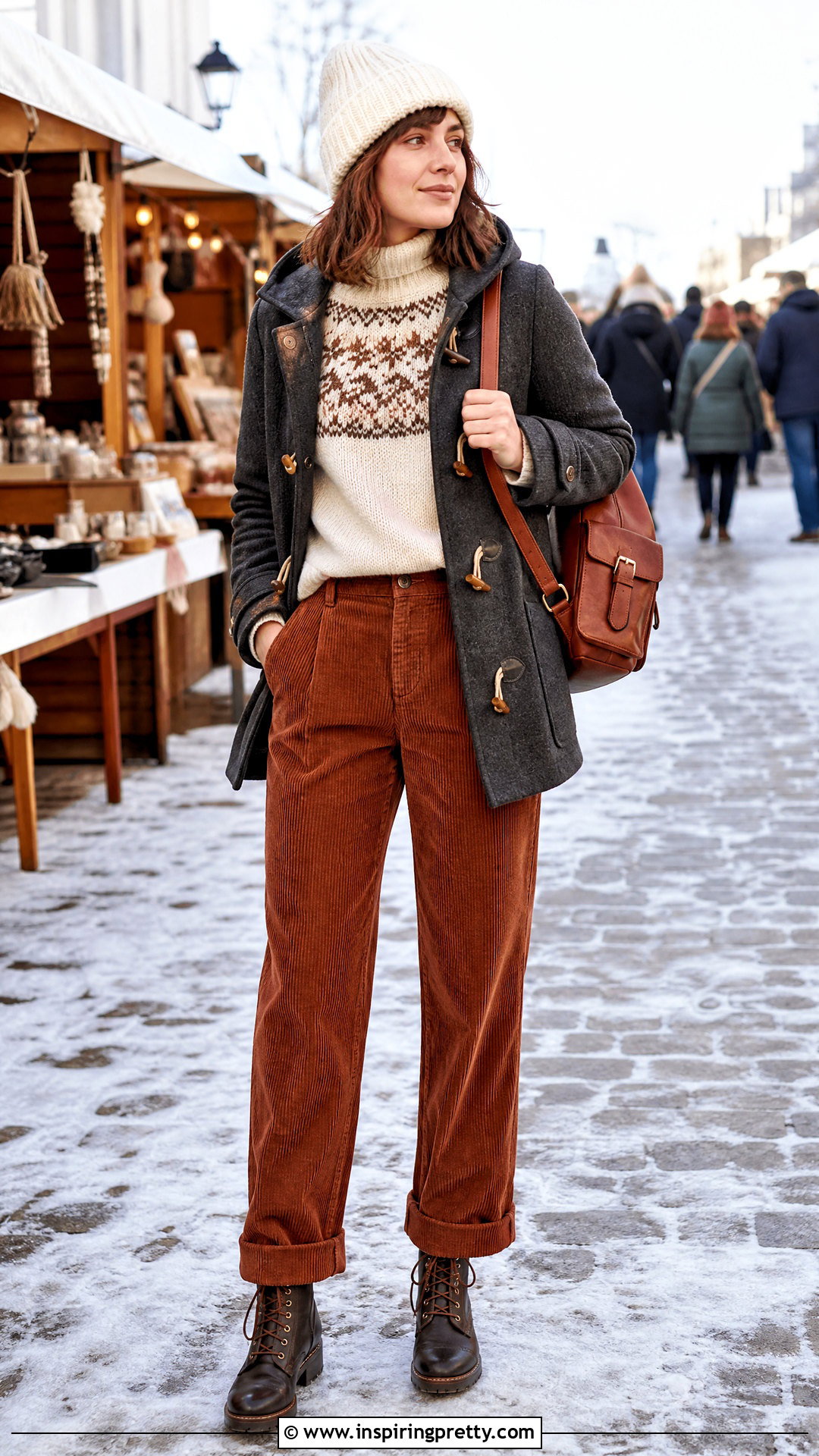 Fair Isle Sweater And Corduroy Pants Outfit - 50 winter tops outfit ideas