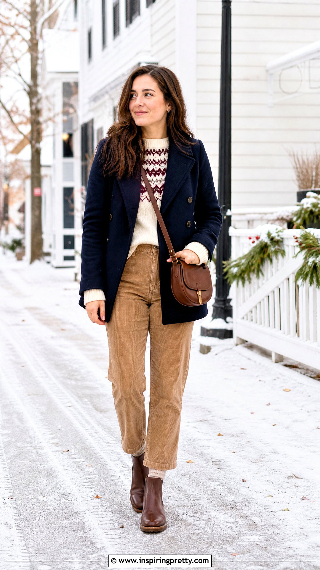 Fair Isle Sweater With Corduroy Pants - 50 preppy tops outfit ideas
