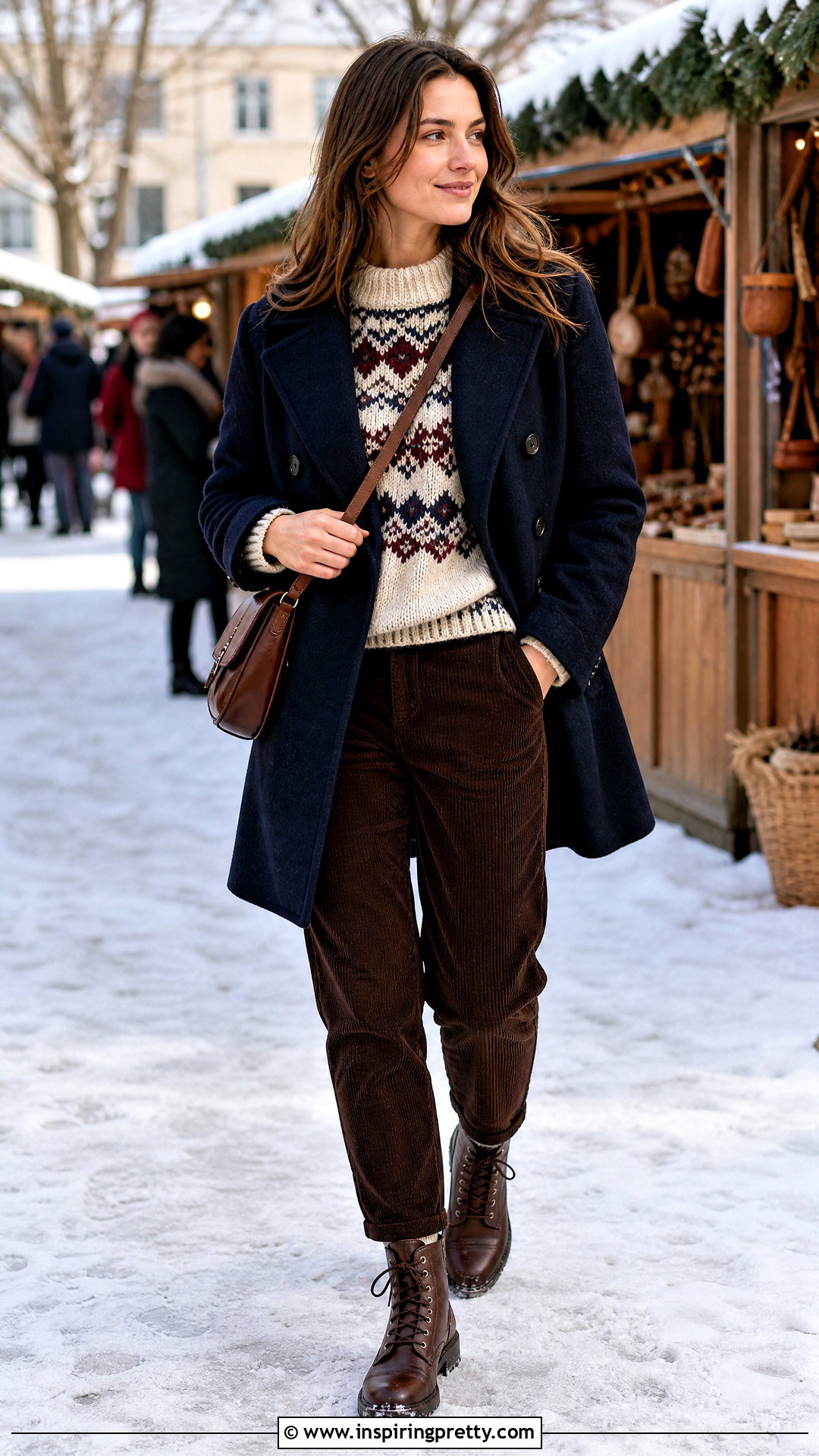 Fair Isle Sweater With Corduroy Pants - 50 winter tops for women