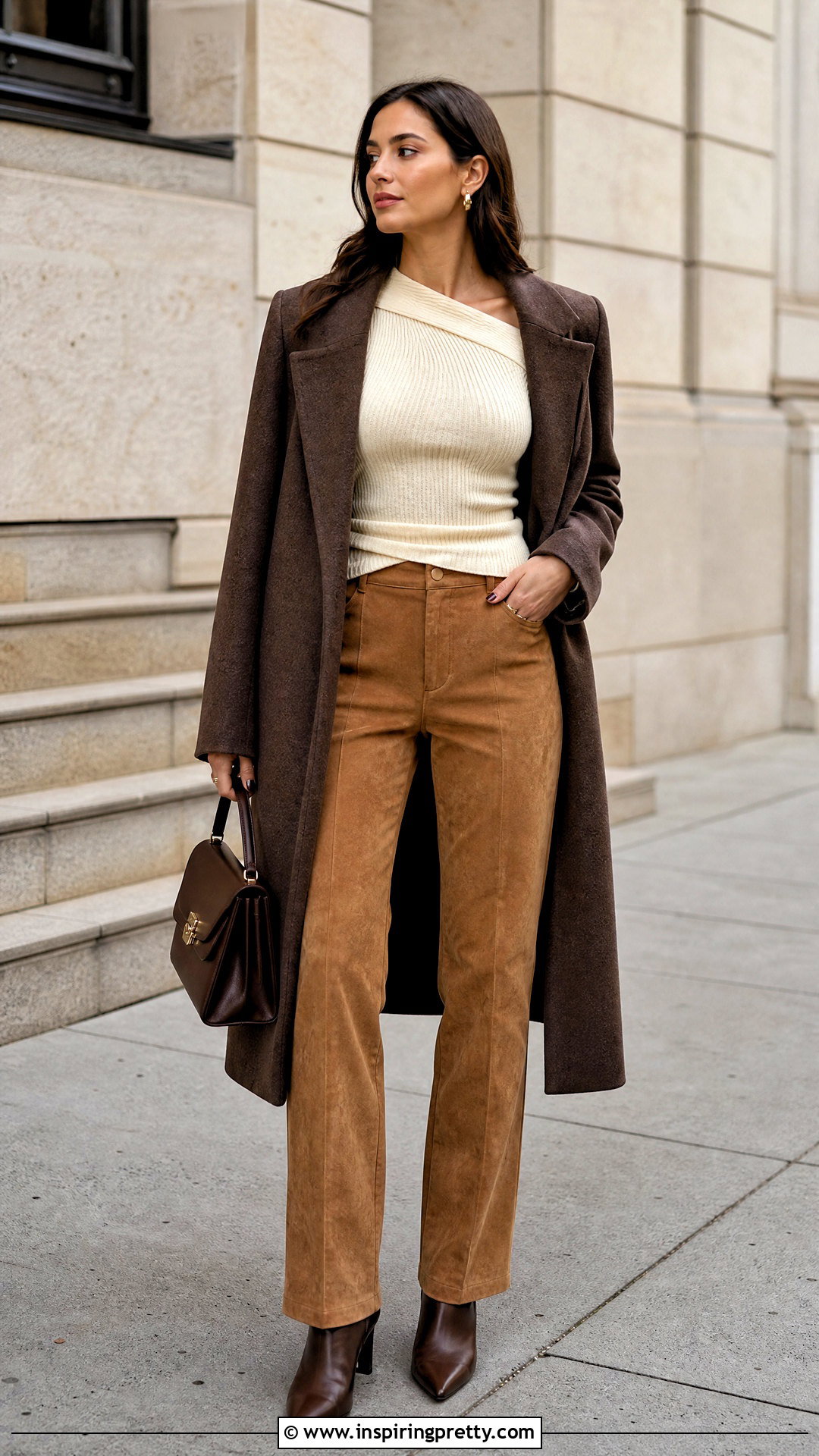 Fall Asymmetrical Top With Suede Pants - 50 asymmetrical tops outfit ideas