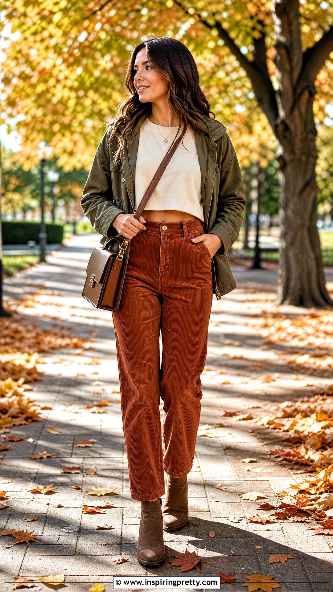 Fall Baggy Crop Top With Corduroy Pants - 50 baggy crop top outfit ideas