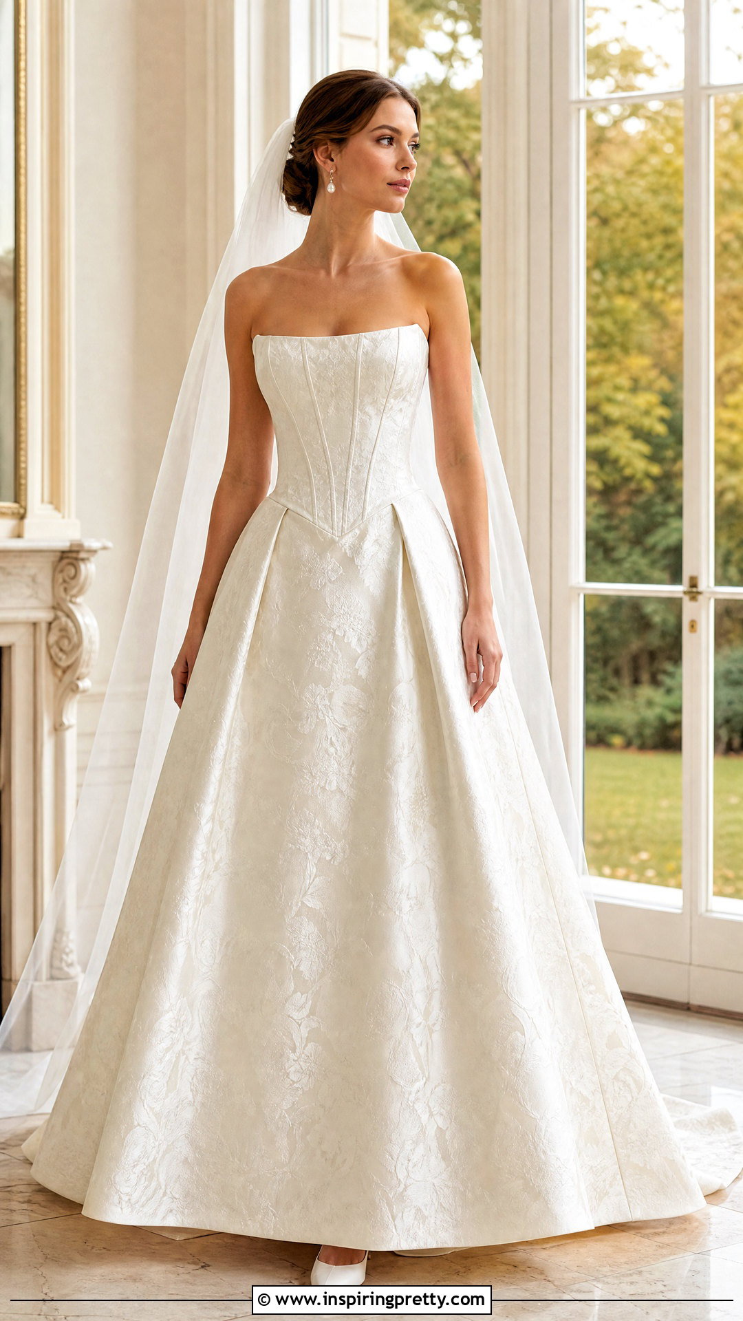 Fall Brocade Corset Wedding Dress - 50 corset top wedding dress outfit ideas