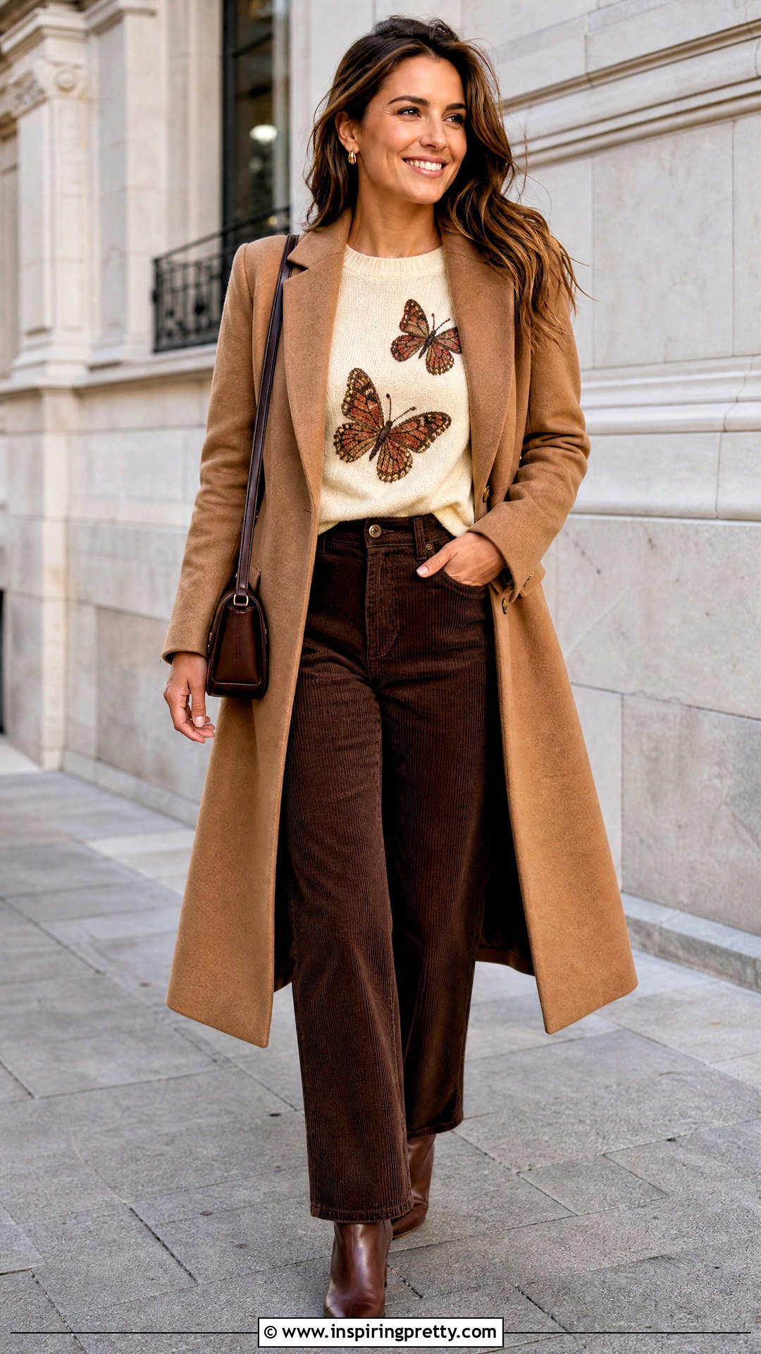 Fall Butterfly Applique Top With Corduroy Pants - 25 butterfly applique top outfit ideas