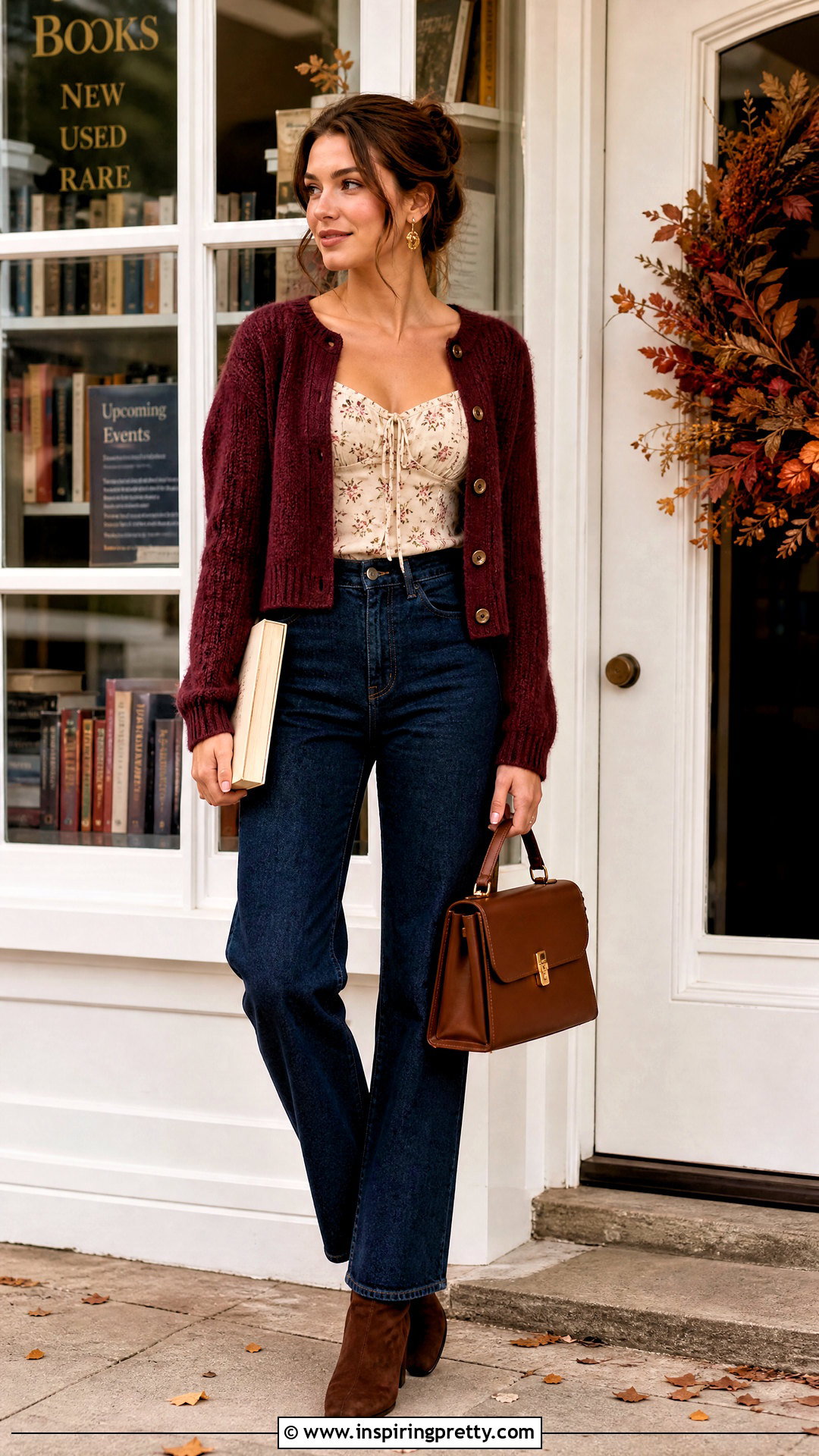 Fall Cosette Top With Cardigan And Jeans - 50 cosette tops outfit ideas