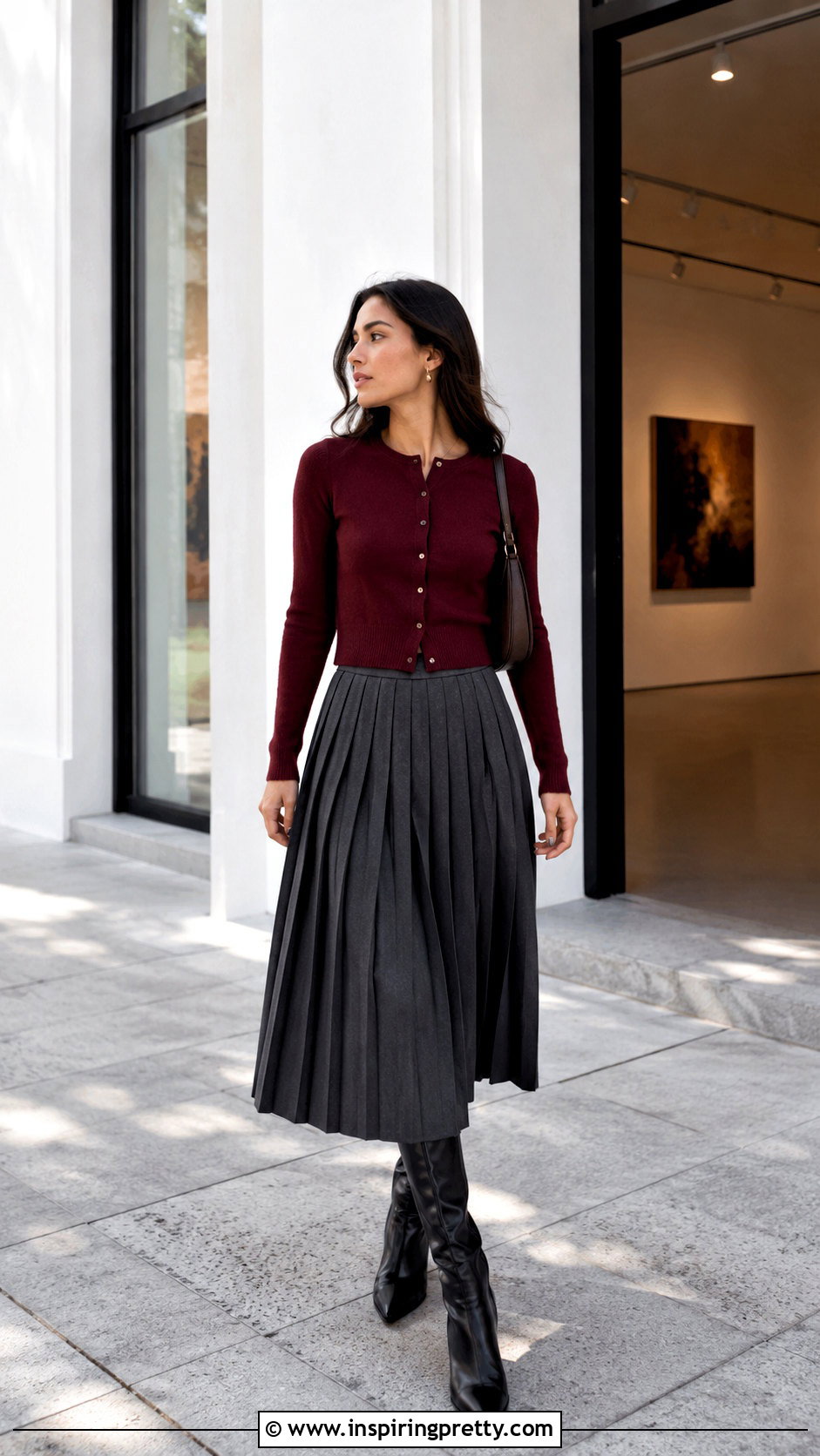 Fall Cropped Cardigan With Midi Skirt - 20 Fall Tops For Women 2024