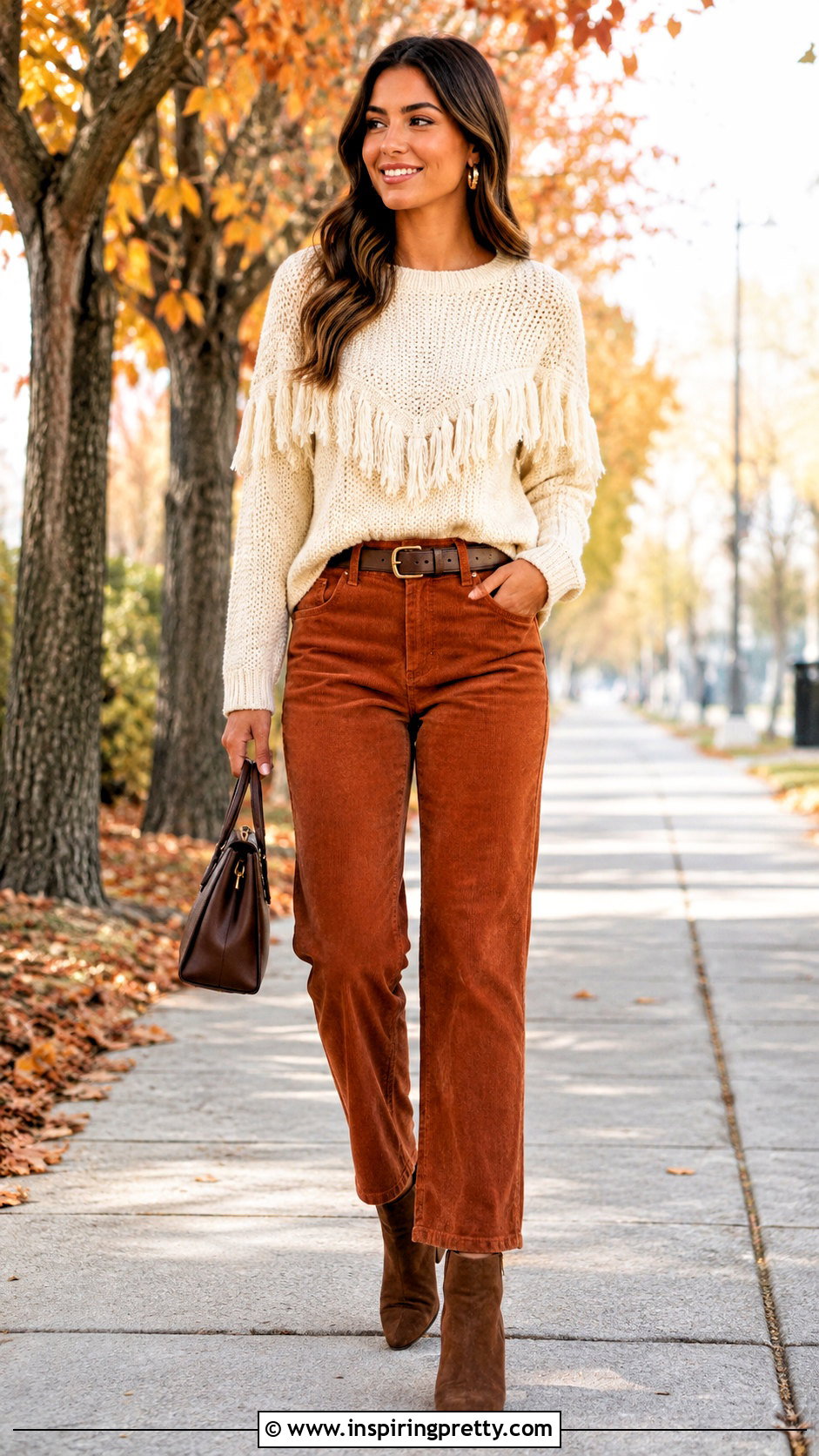Fall Fringe Top With Corduroy Pants - 50 Fringe Top outfit ideas