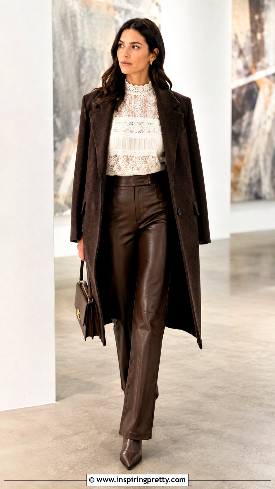 Fall Lace Blouse With Leather Pants - 20 Fall Tops For Women 2024