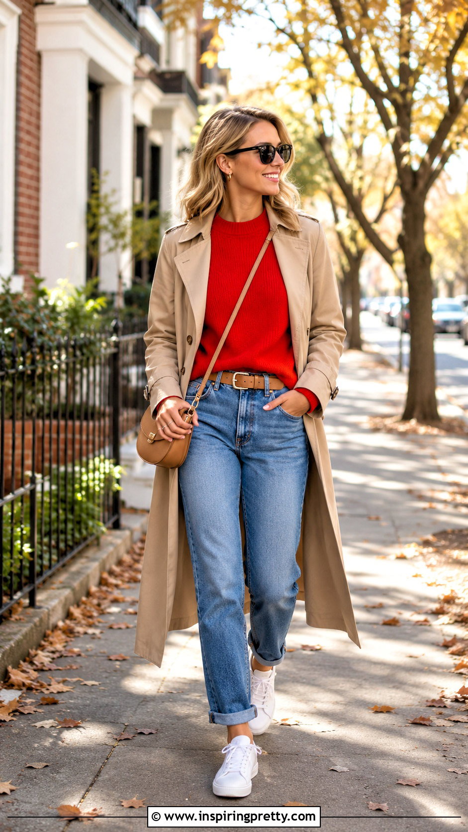 Fall Red Sweater With Relaxed Jeans - 20 Fall Tops For Women 2024