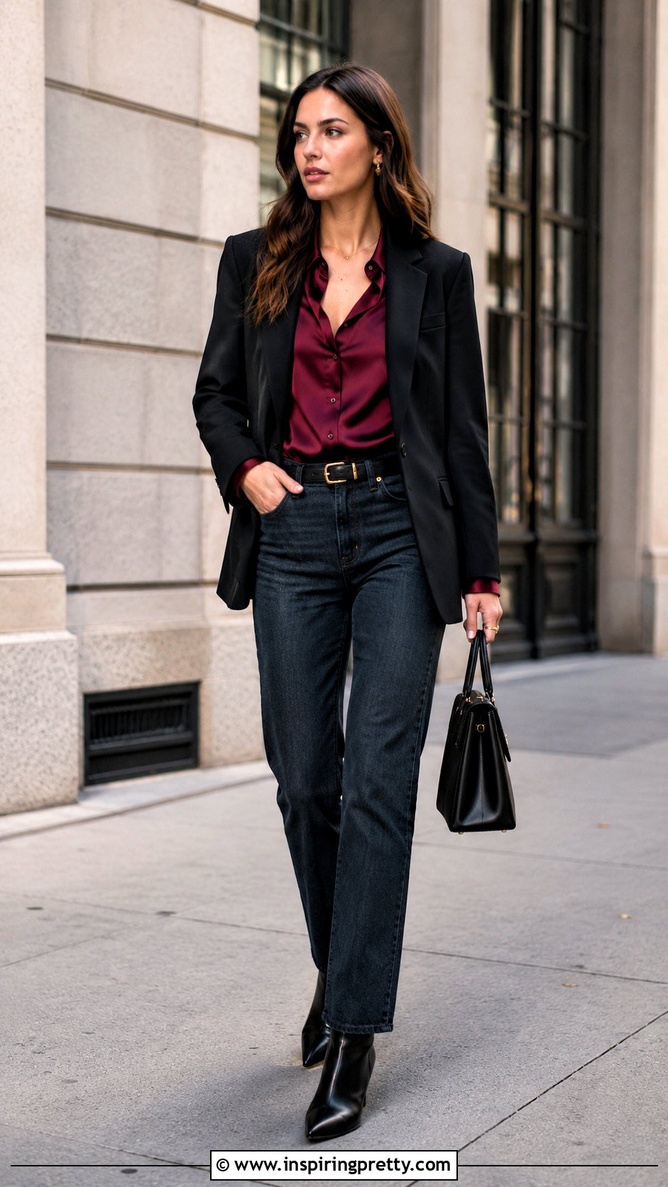 Fall Satin Blouse With Dark Wash Jeans - 20 Fall Tops For Women 2024
