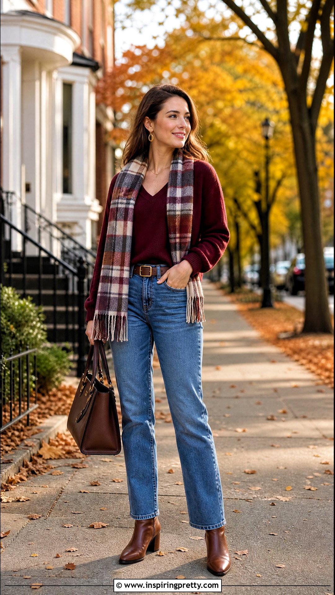 Fall Sweater With Straight Jeans - 50 jeans top outfit for women