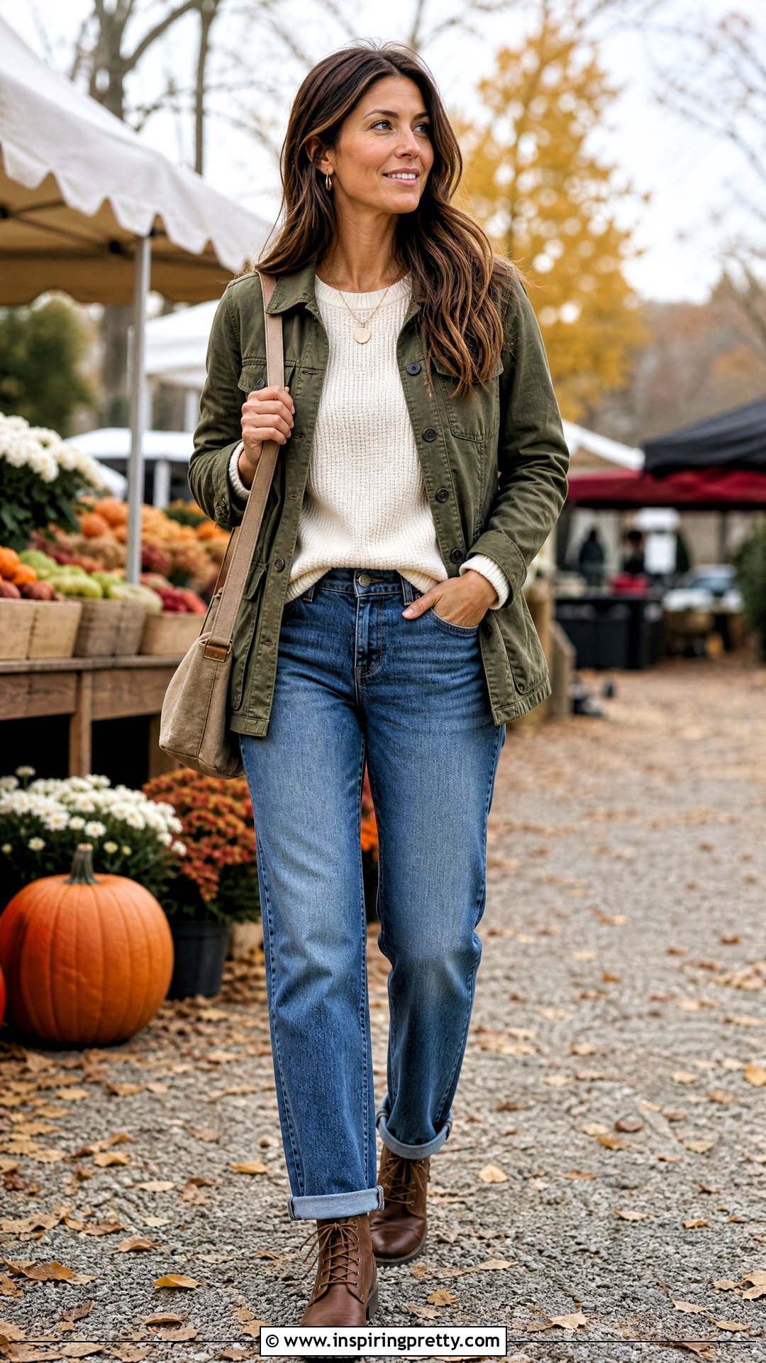 Fall Thermal Top With Utility Jacket And Jeans - 20 shop fall tops outfit ideas