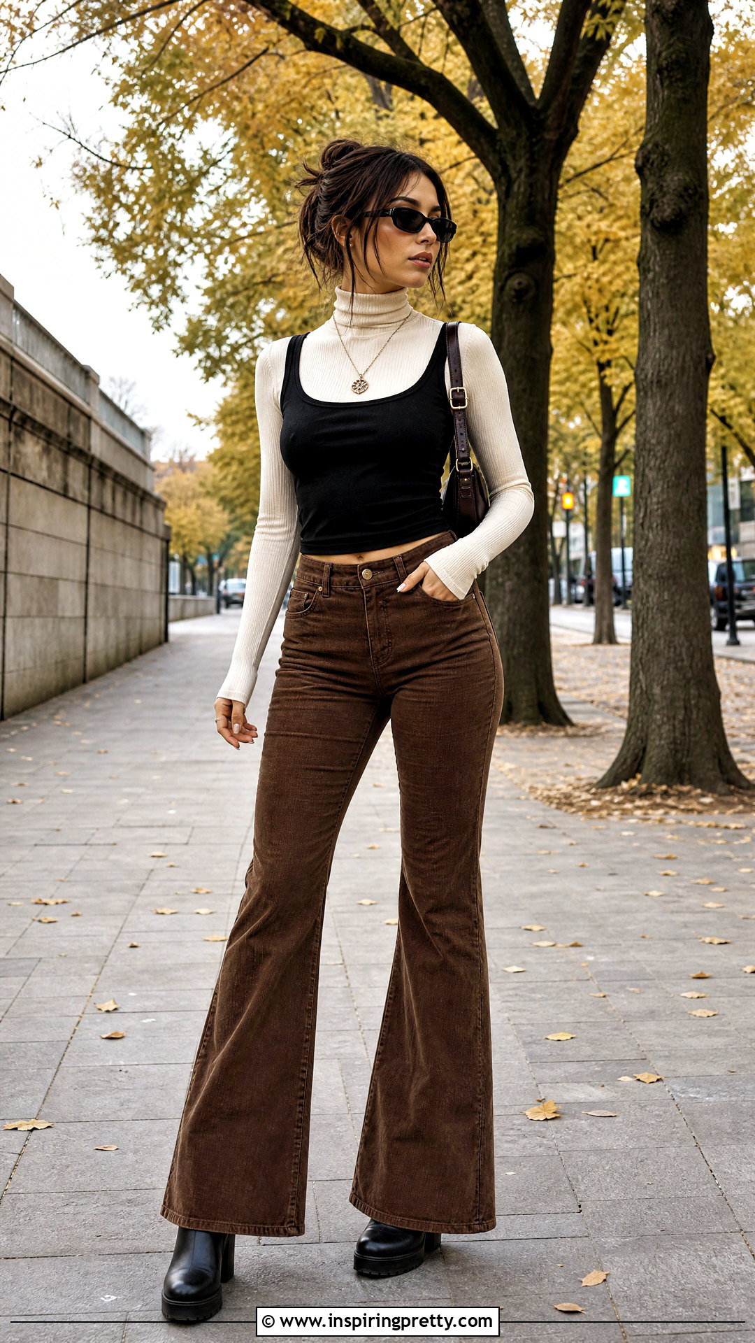 Fall Y K Tank Top Over Turtleneck With Corduroy Pants - 50 y2k tank top outfit ideas