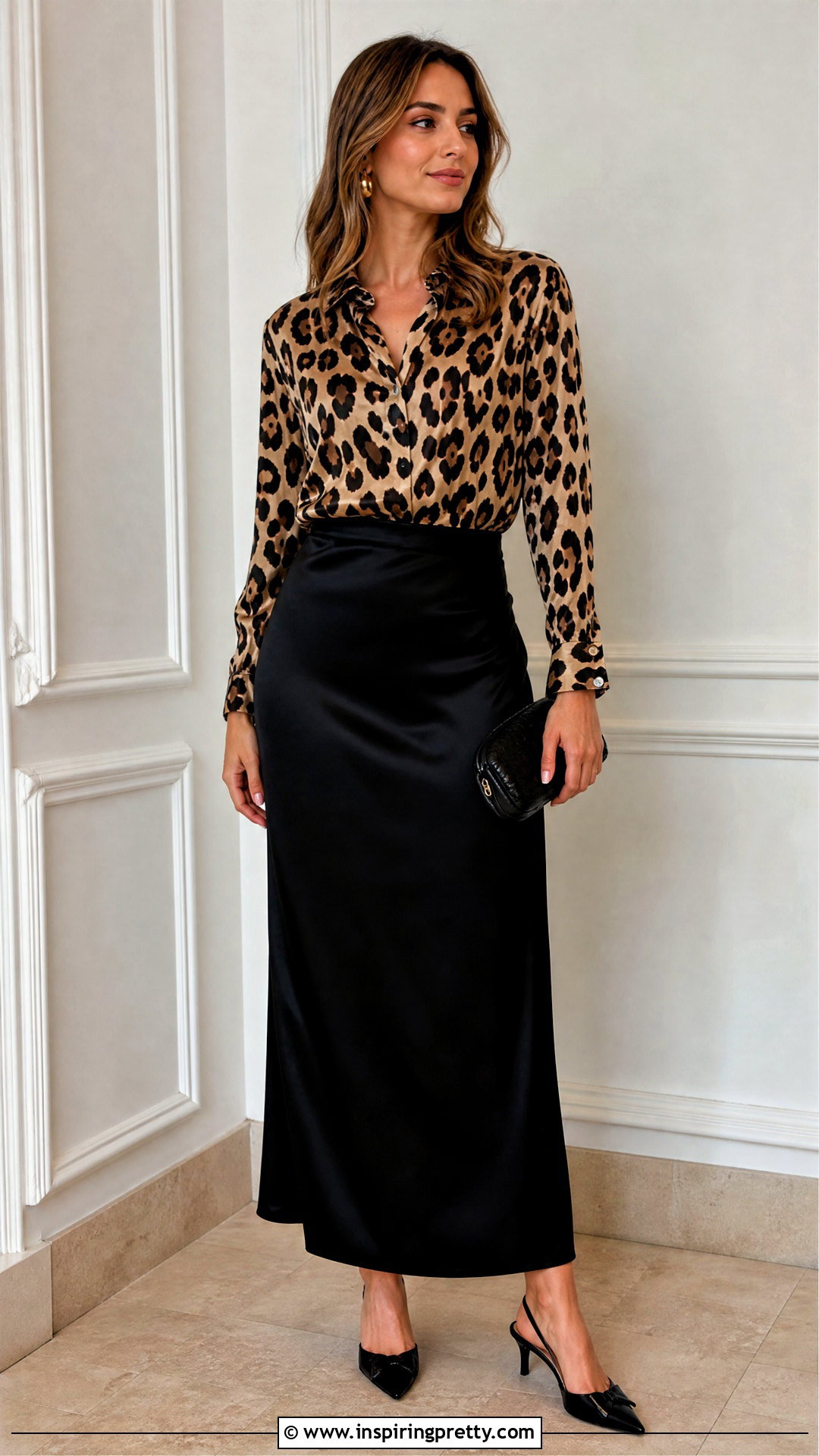 Fancy Animal Print Satin Top With Black Skirt - 50 Fancy Top Designs