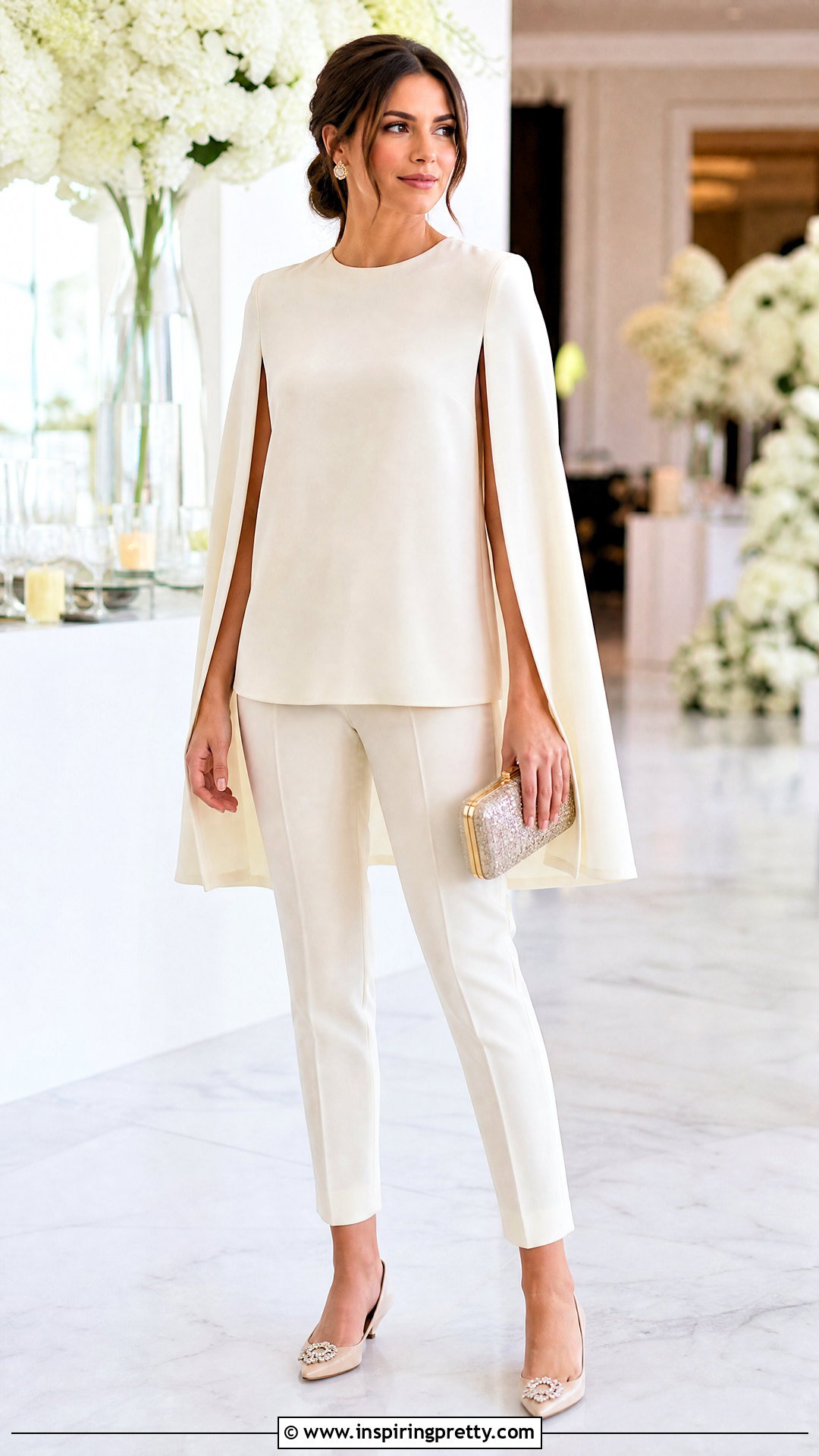 Fancy Cape Sleeve Top With Cigarette Pants - 50 Fancy Top Designs