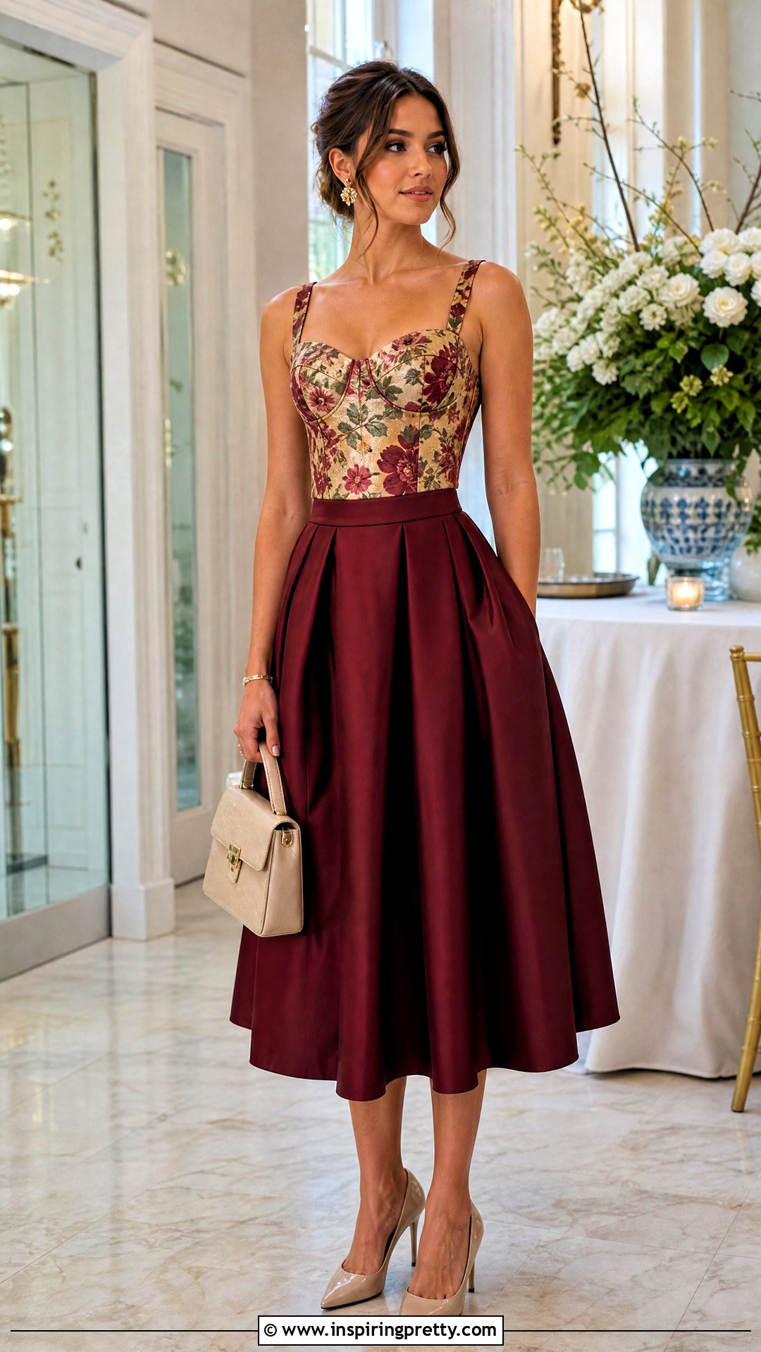 Fancy Jacquard Bustier Top With Full Skirt - 50 Fancy Top Designs